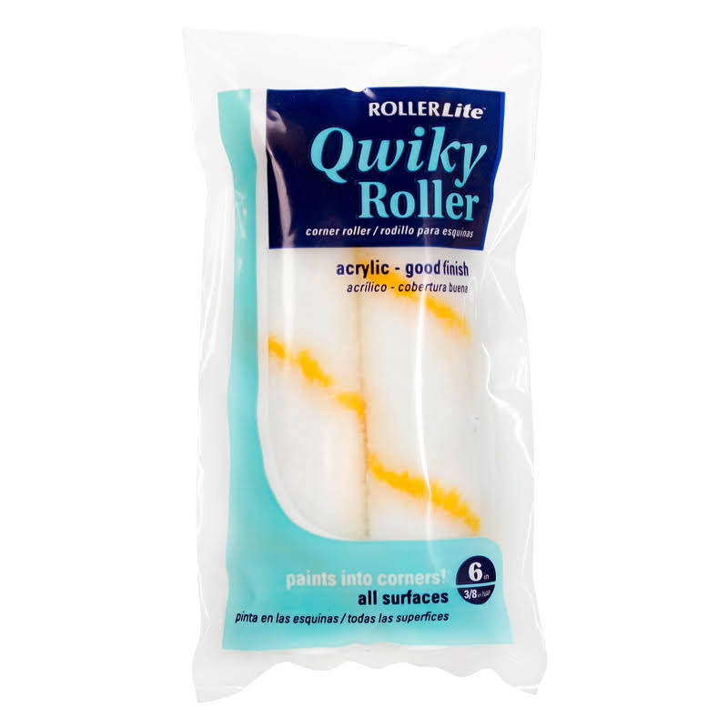 RollerLite 6CR038QD Paint Roller Cover Refill Qwiky Synthetic Blend 6" W x 3/8" S Mini Gold/White