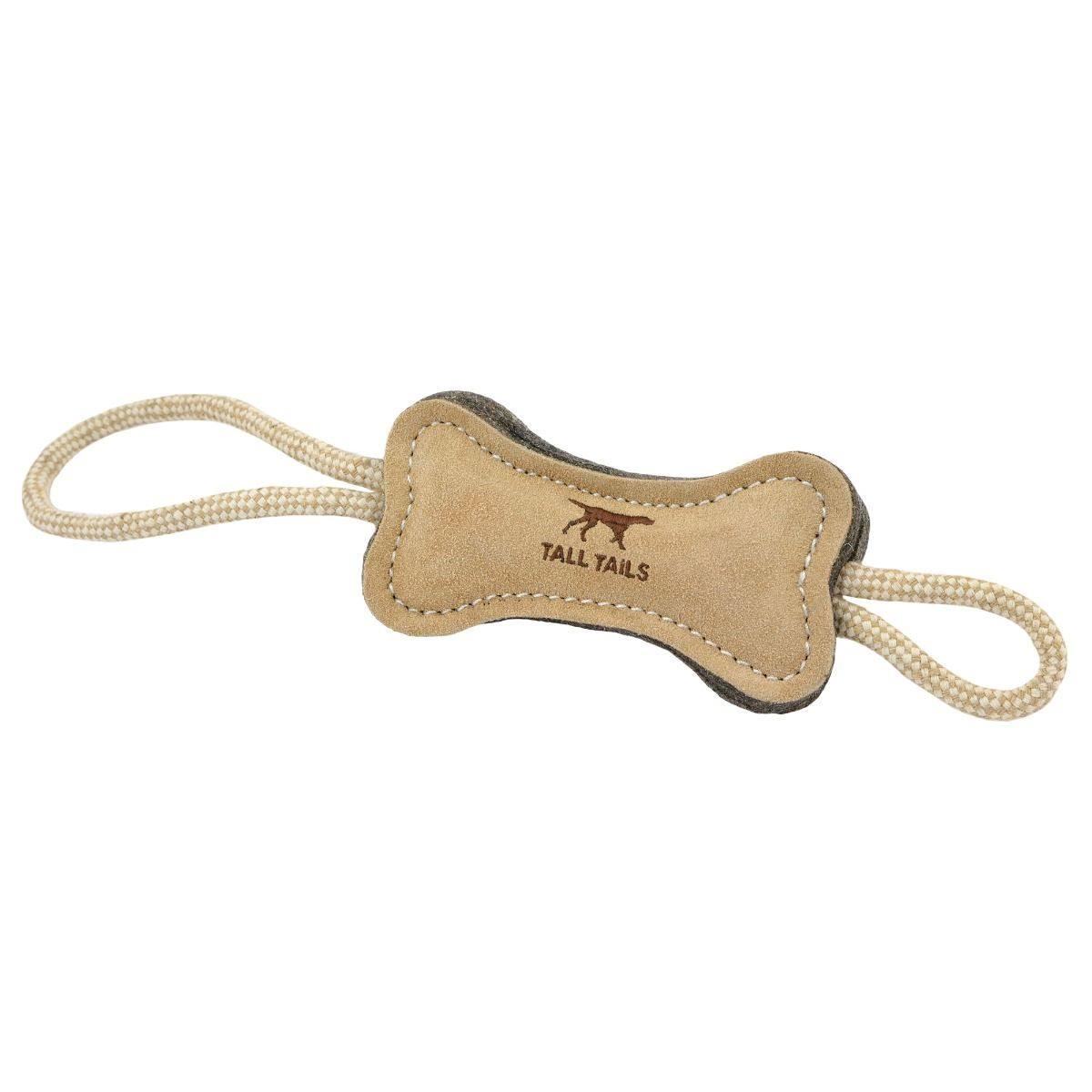Tall Tails Natural Leather Bone Tug Dog Toy, 16-in