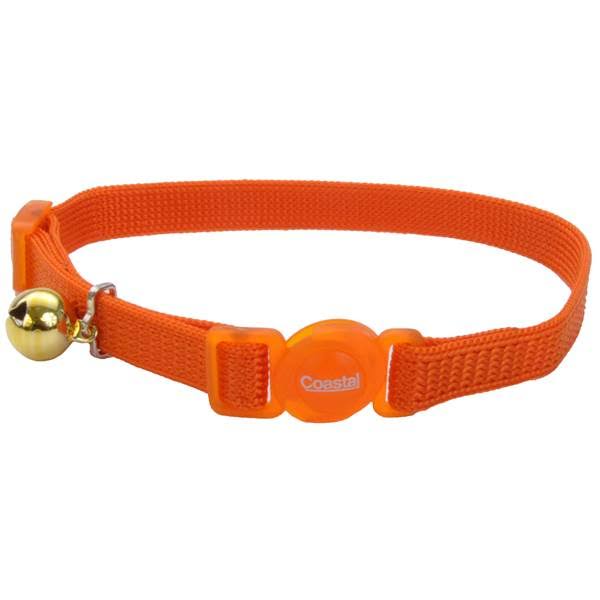 Coastal Pet Products Nylon Safe Cat Adjustable Breakaway Collar - with Bells, Sunset Orange, 3/8" X 12"