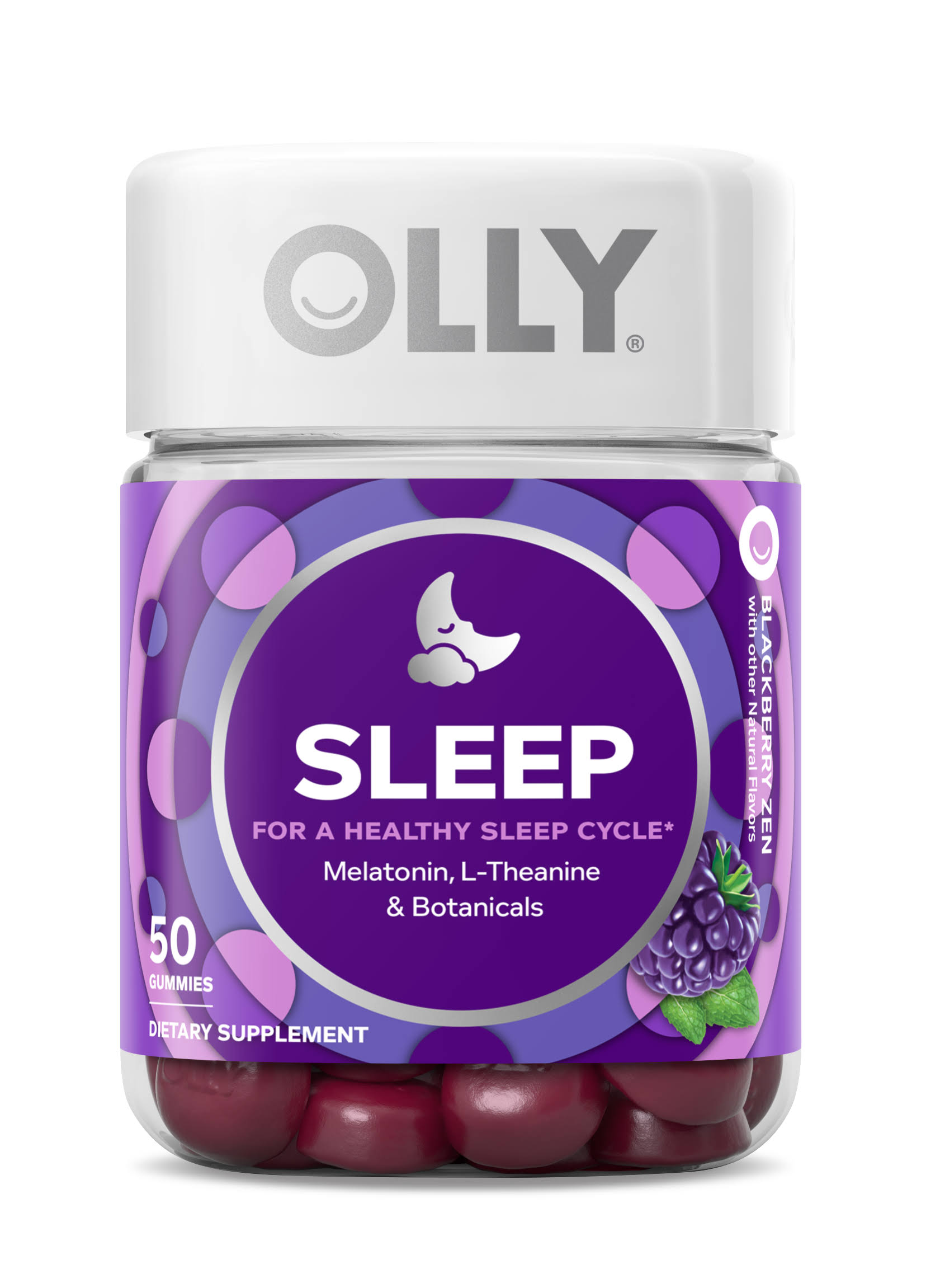 Olly Restful Sleep Gummy Supplement - Blackberry Zen, 50ct
