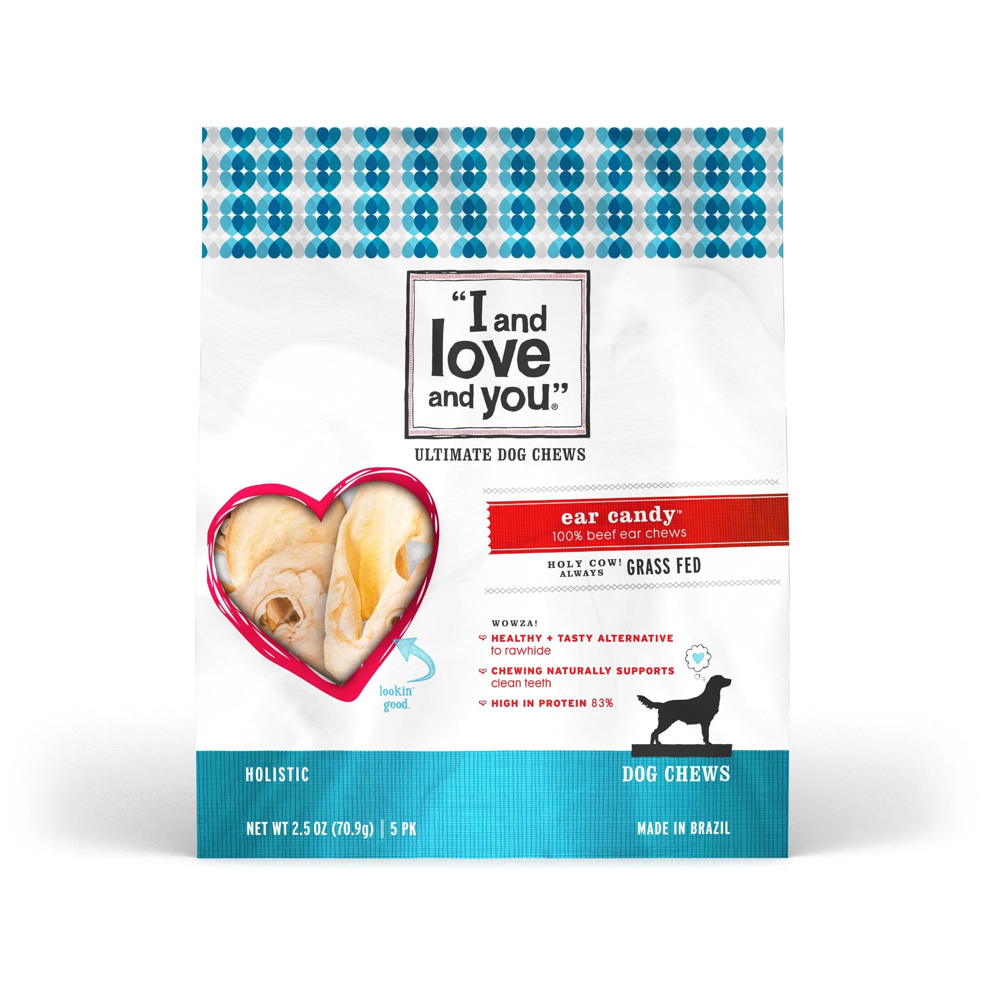"I & Love & You Ultimate Ear Candy Dog Chews - Beef, 5 Pack, 70.9g