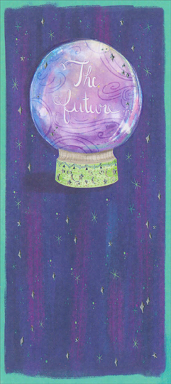 Designer Greetings The Future : Crystal Ball on Blue and Purple Money Holder / Gift Card Holder Graduation Congratulations Card, Size: 3.4 x 7.5