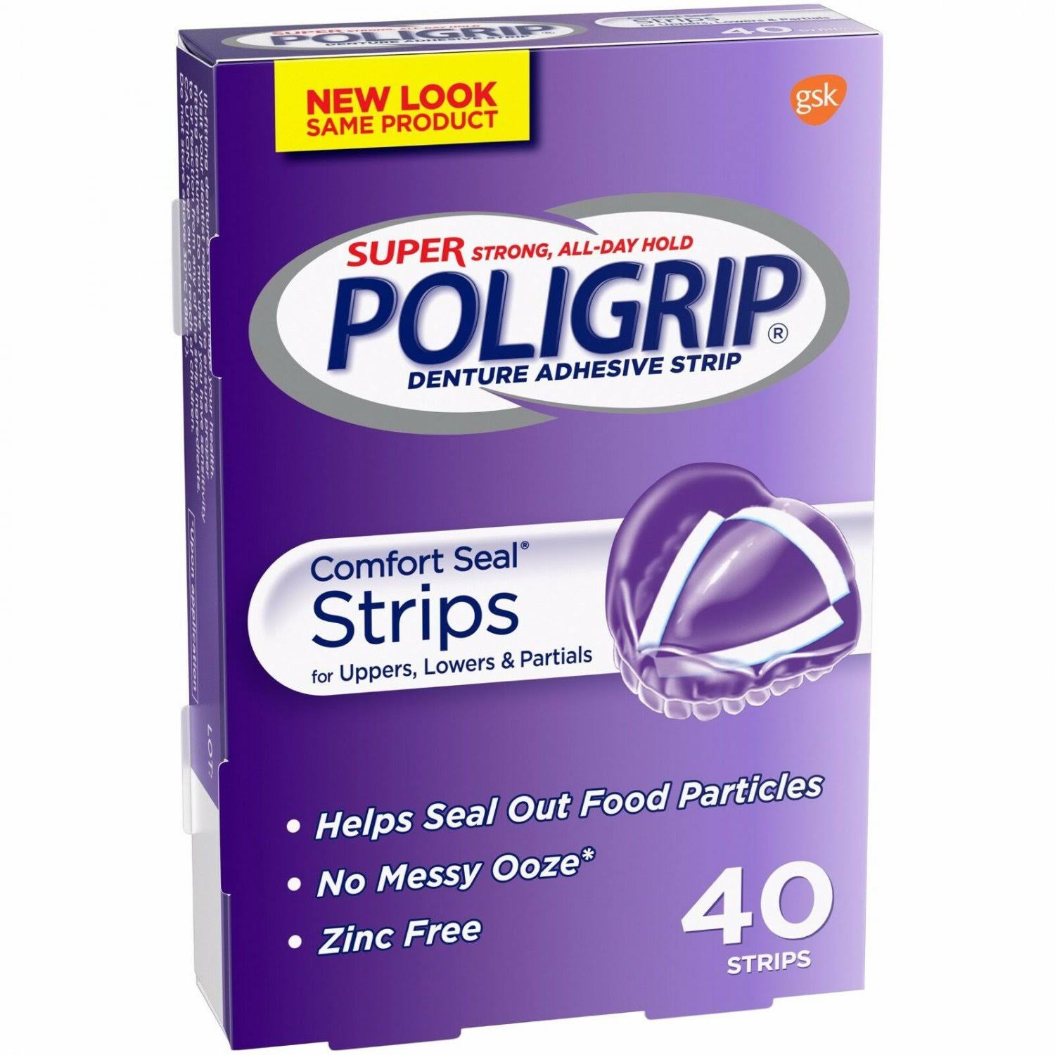 Poligrip Comfort Seal Denture Adhesive Strips - 40 Pack