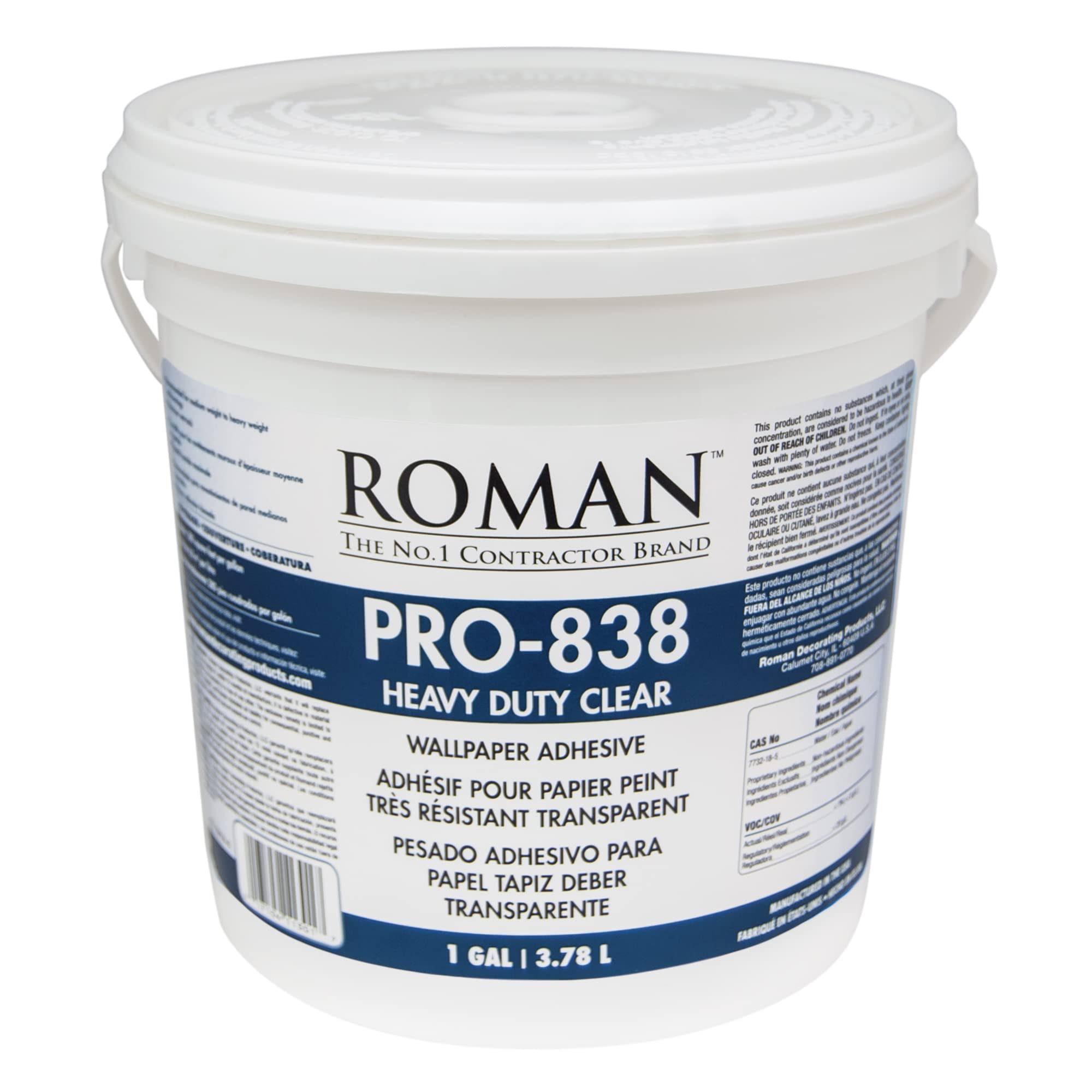 Roman PRO-838 Heavy Duty Wallpaper Adhesive, Clear, 1 Gal