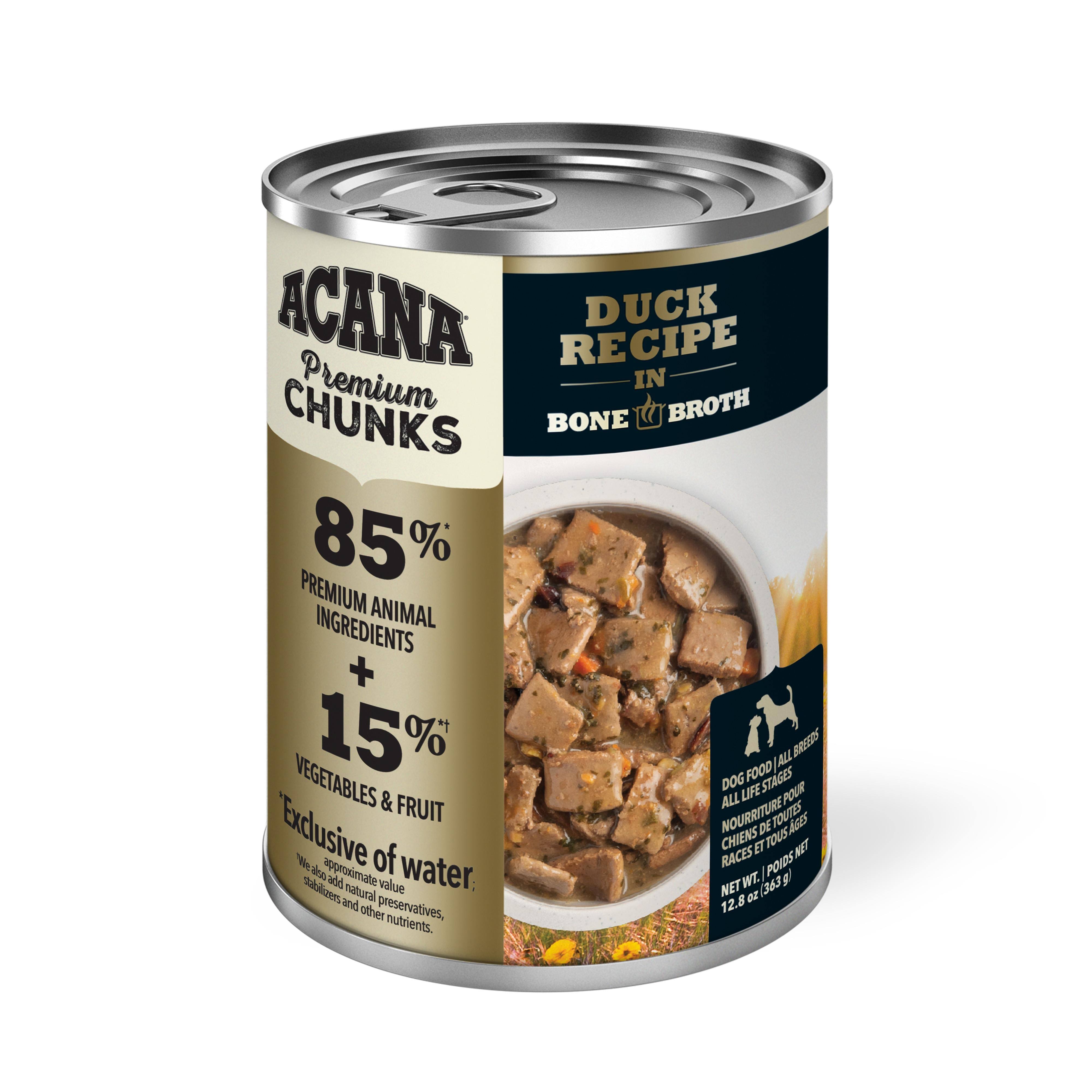 ACANA Premium Chunks Duck Recipe in Bone Broth Dog Food, 12.8-Oz.