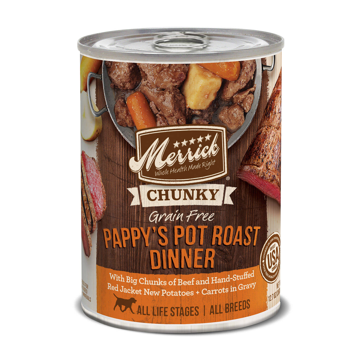 Merrick Chunky Grain-Free Pappy's Pot Roast Dinner Canned Dog Food 12.7oz