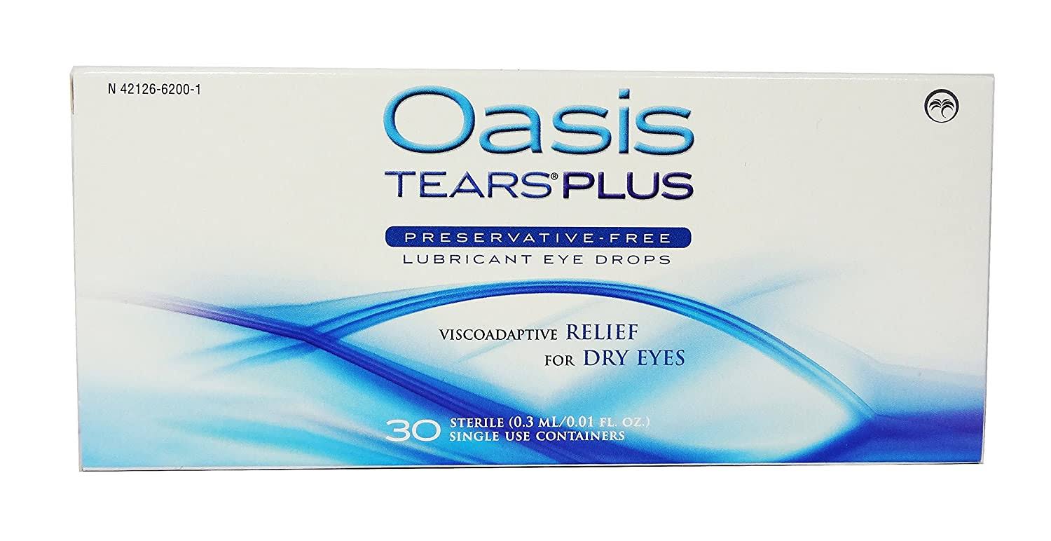 Oasis Tears Plus Lubricant Eye Drops Preservative-Free 30 Containers, 0.3 ML/0.01 fl oz