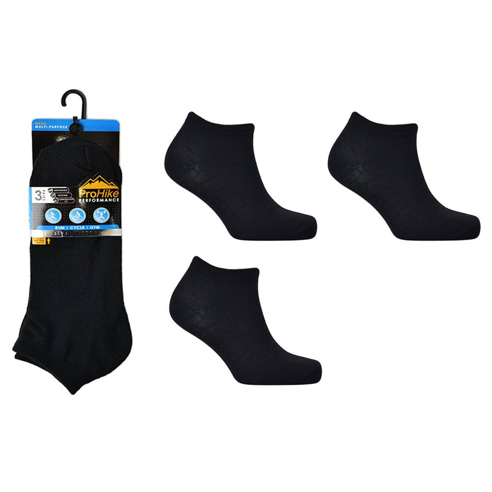 Black Socks Trainer Men's 3 Pack
