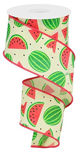 2.5"x10yd Watermelon Slices on Royal Yellow/Cream/Red/Pink/Green/Black Ribbon RG0199229
