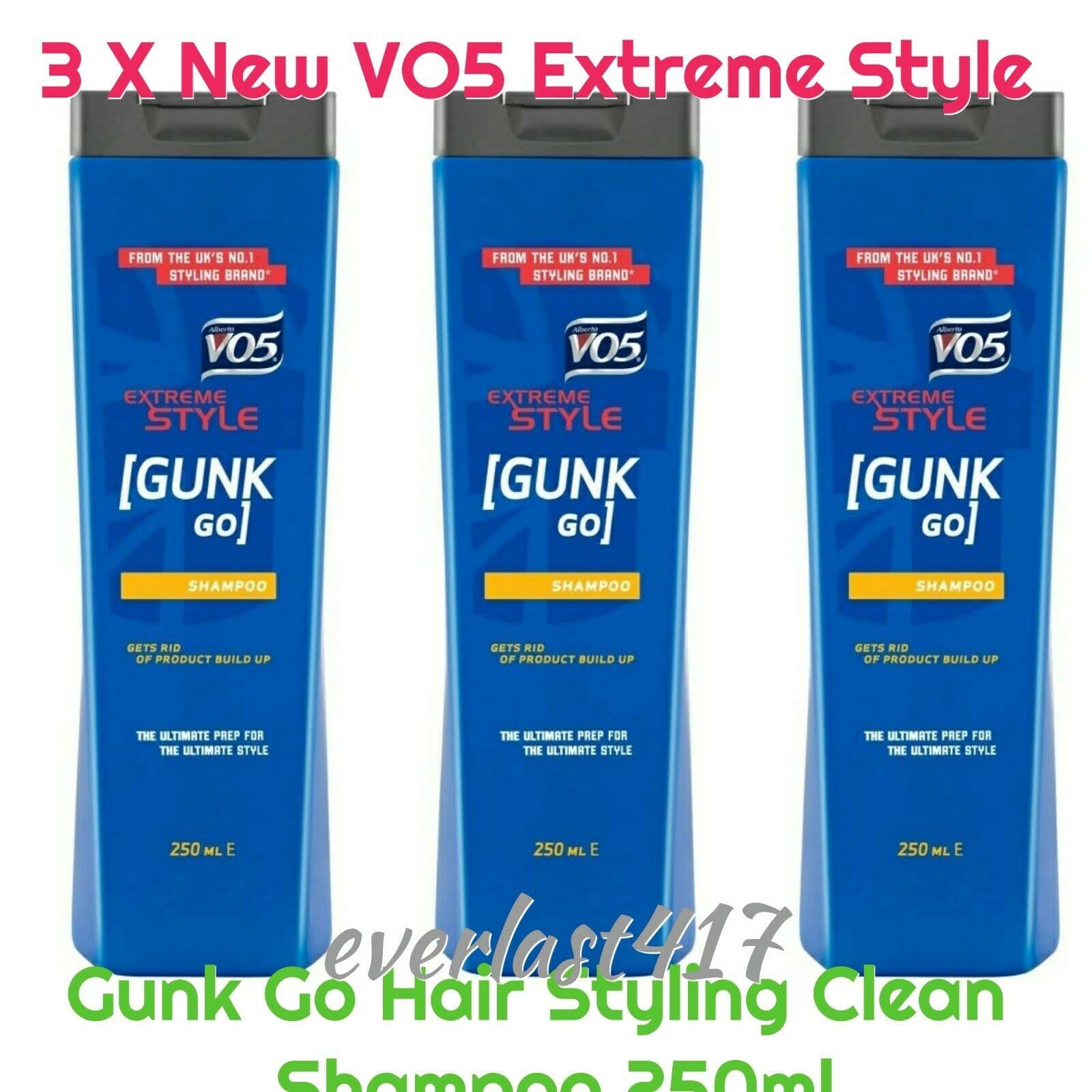 3 x VO5 Extreme Style Gunk Go Hair Styling Clean Shampoo 250ml