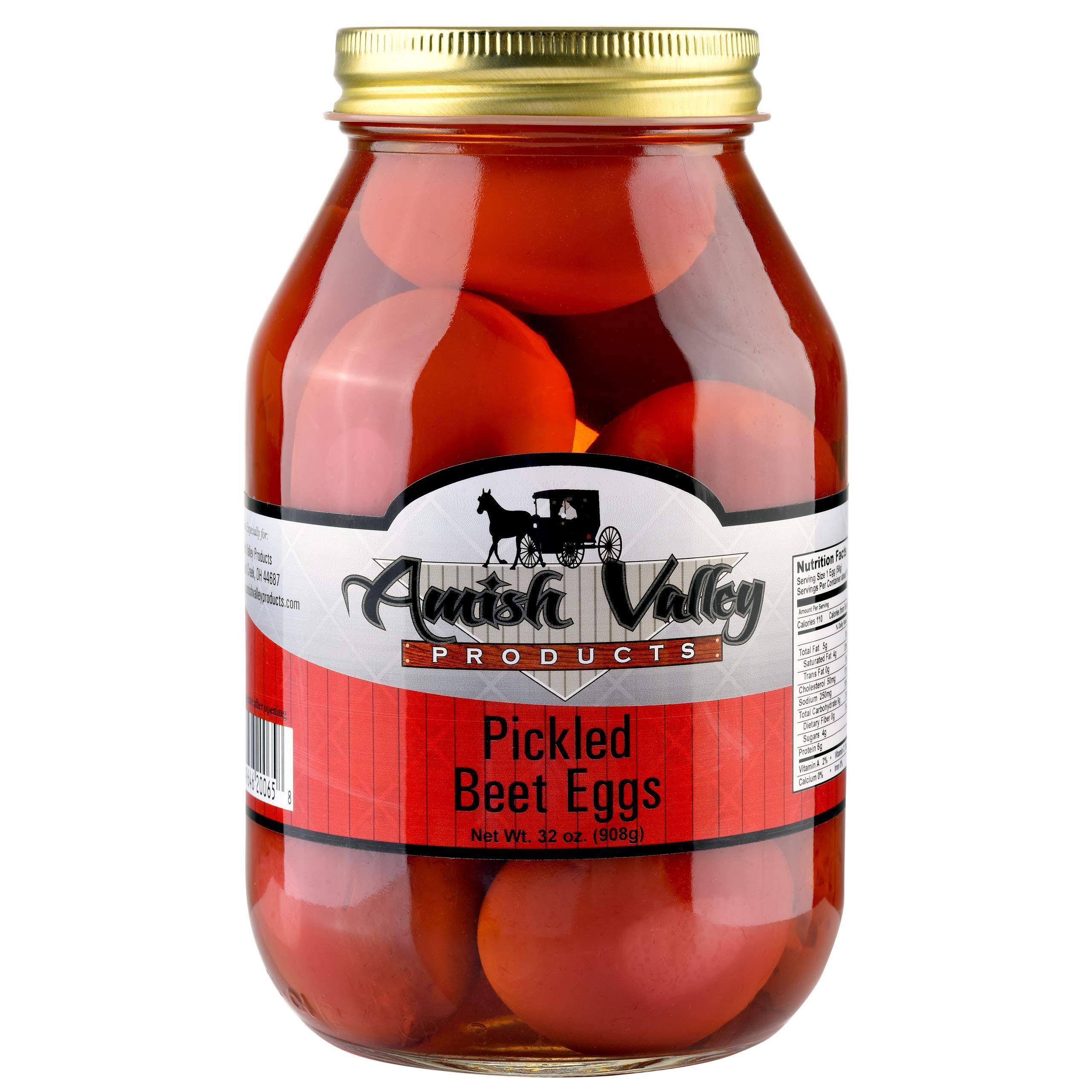 Amish Valley Products Pickled Eggs in Beet Juice Quart Glass Jar (1 Qu
