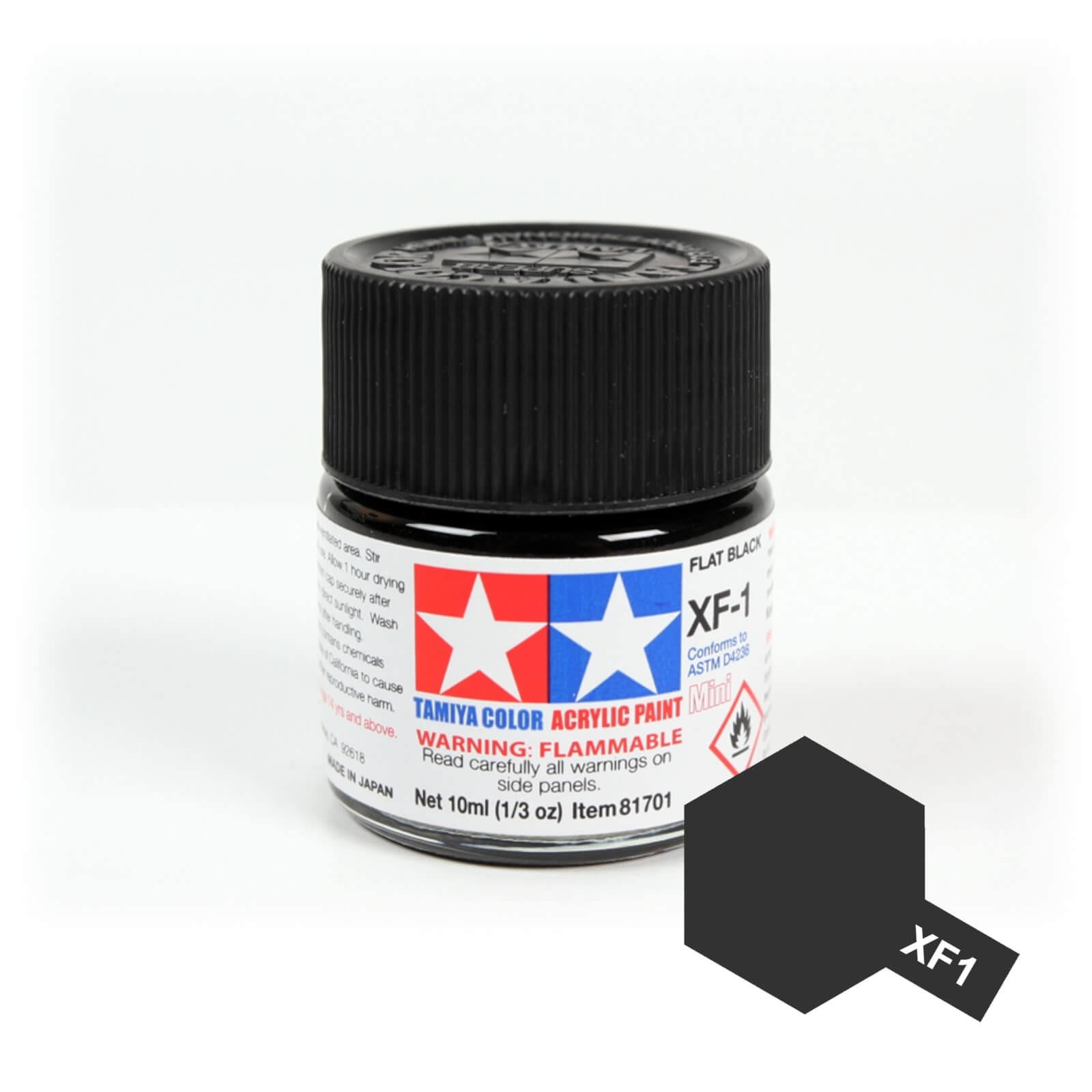 Tamiya Acrylic Mini XF1 Flat Black Paint (10ml)