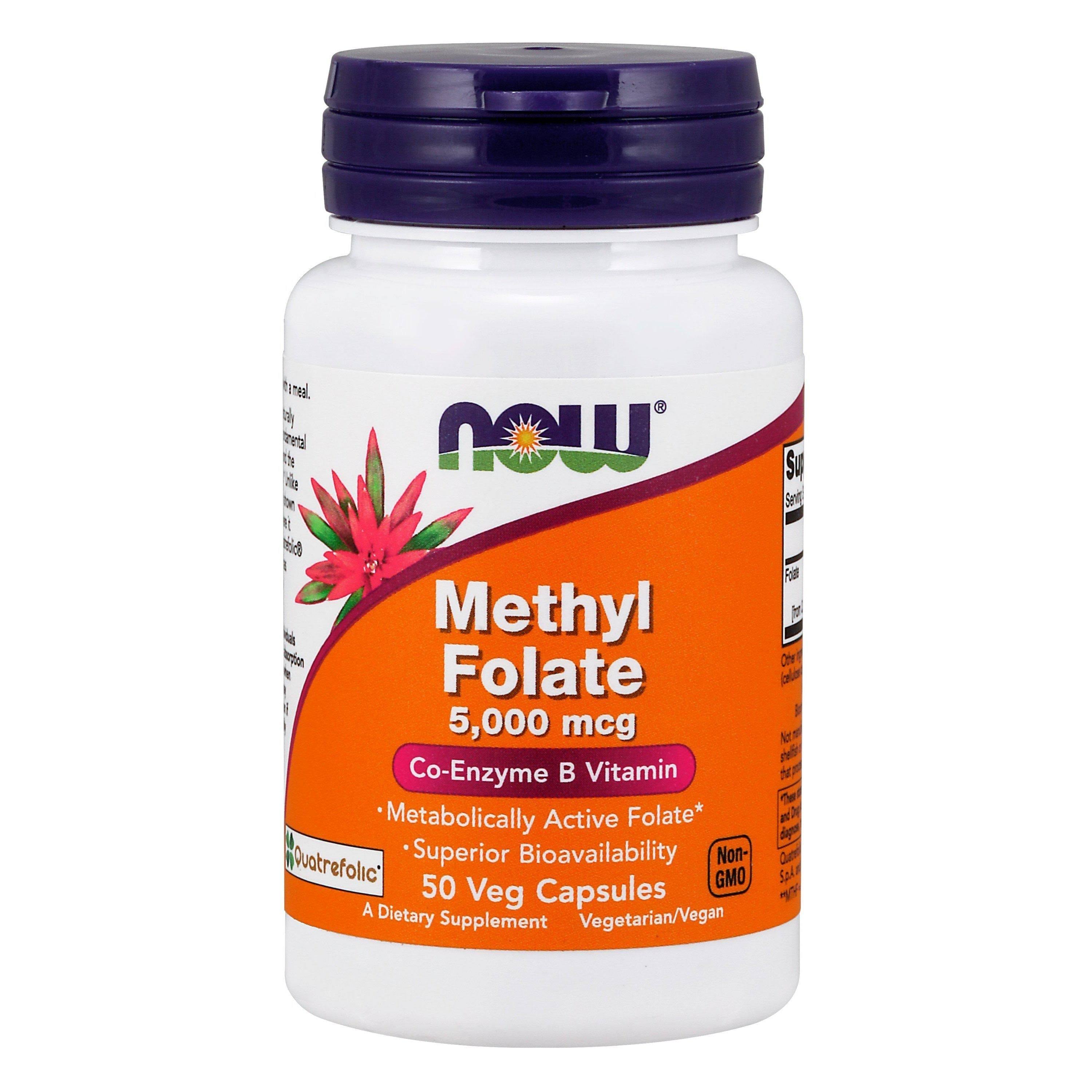 Now Foods Methyl Folate Coenzyme Vitamin Body Healthy Dietary Supplement - 5000mg, 50ct