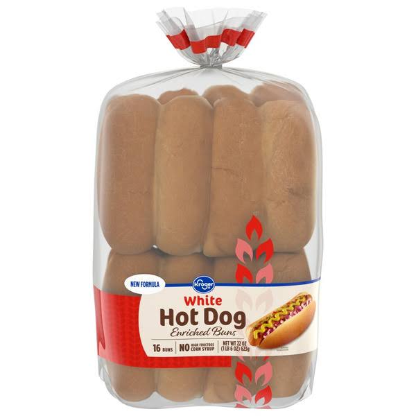 Kroger White Hot Dog Enriched Buns - 22 oz