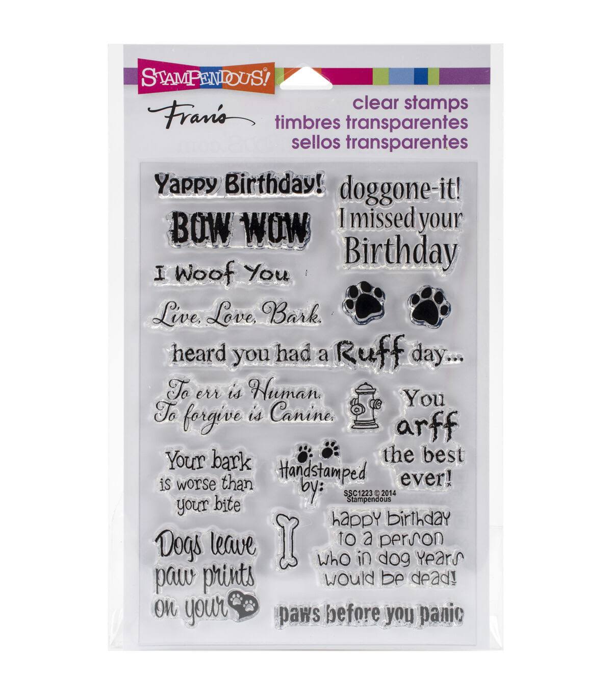 Stampendous Perfectly Clear Stamp Set - Dog Sayings, 4" x 6", 17 Stamps