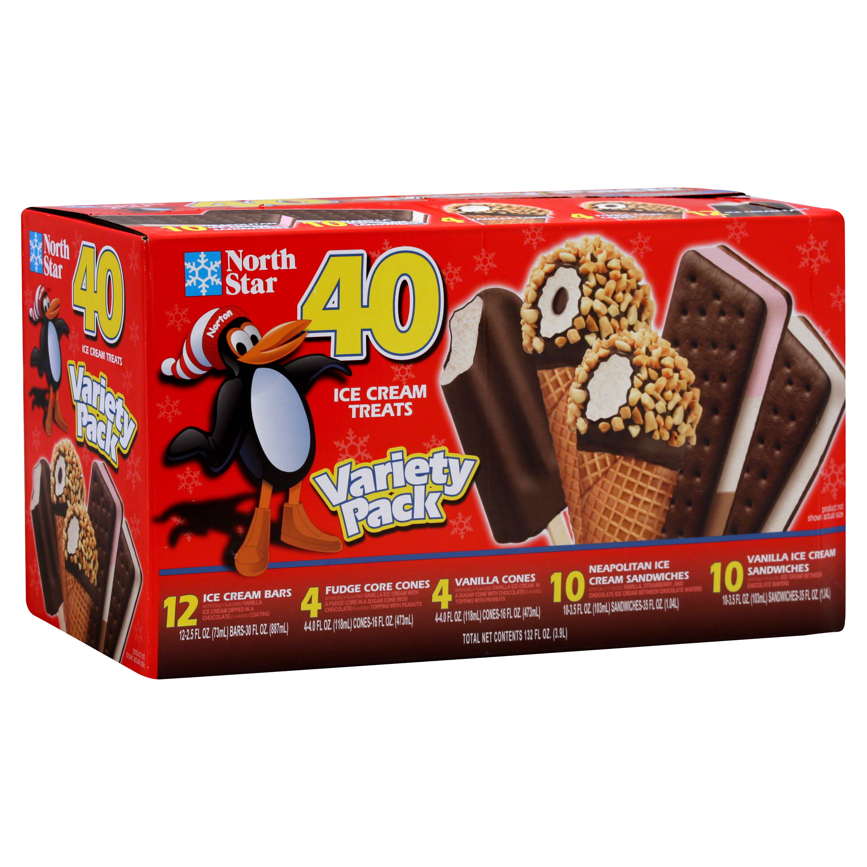 North Star Ice Cream Treats, Variety Pack - 40 treats, 132 fl oz