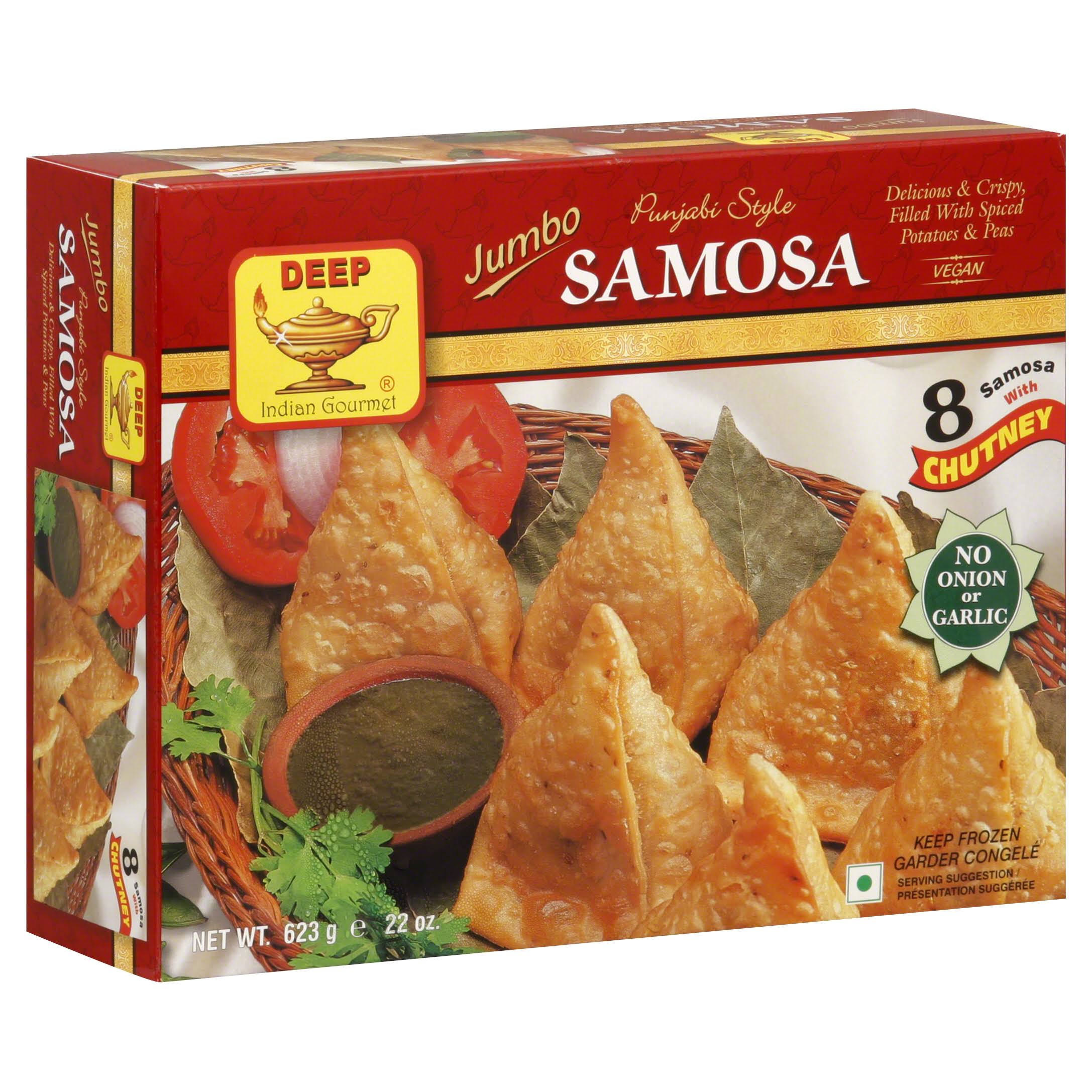 Deep Indian Gourmet Indian Gourmet Samosa, Punjabi Style, with Chutney, Jumbo - 8 samosas, 22 oz