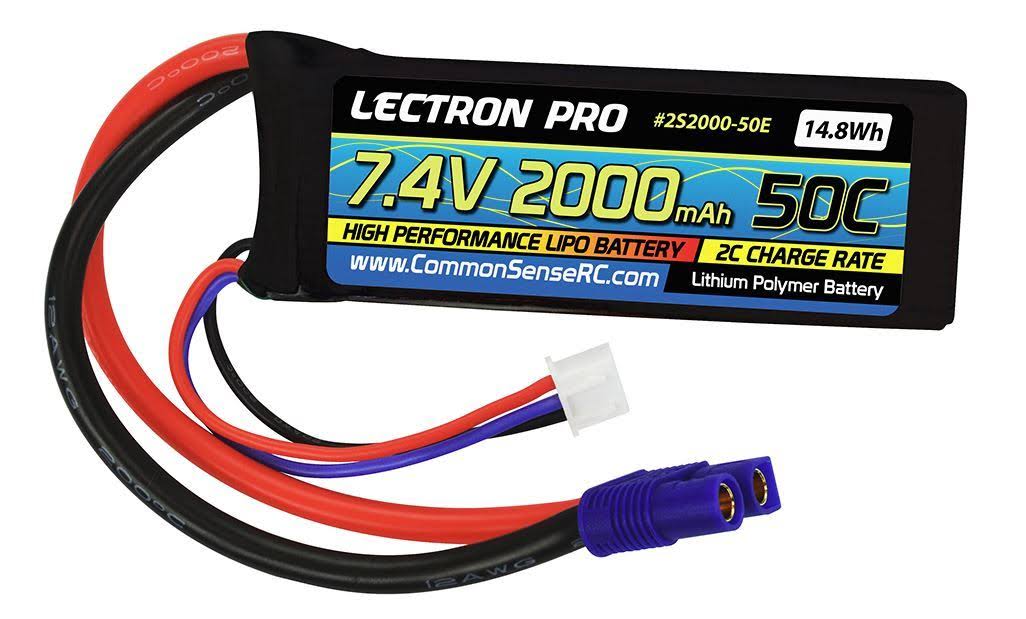 Lectron Pro 7.4V 2000mAh 50C Lipo Battery with EC3 Connector