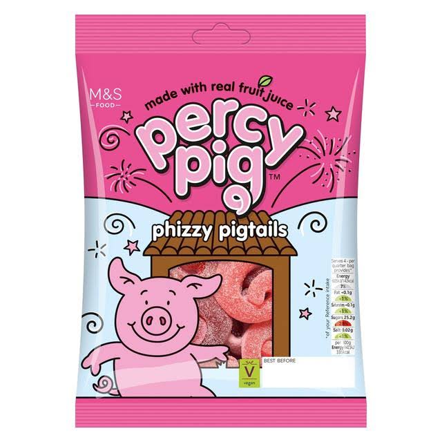 Percy Pig Phizzy Pigtails - 170g. Shipped Worldwide.