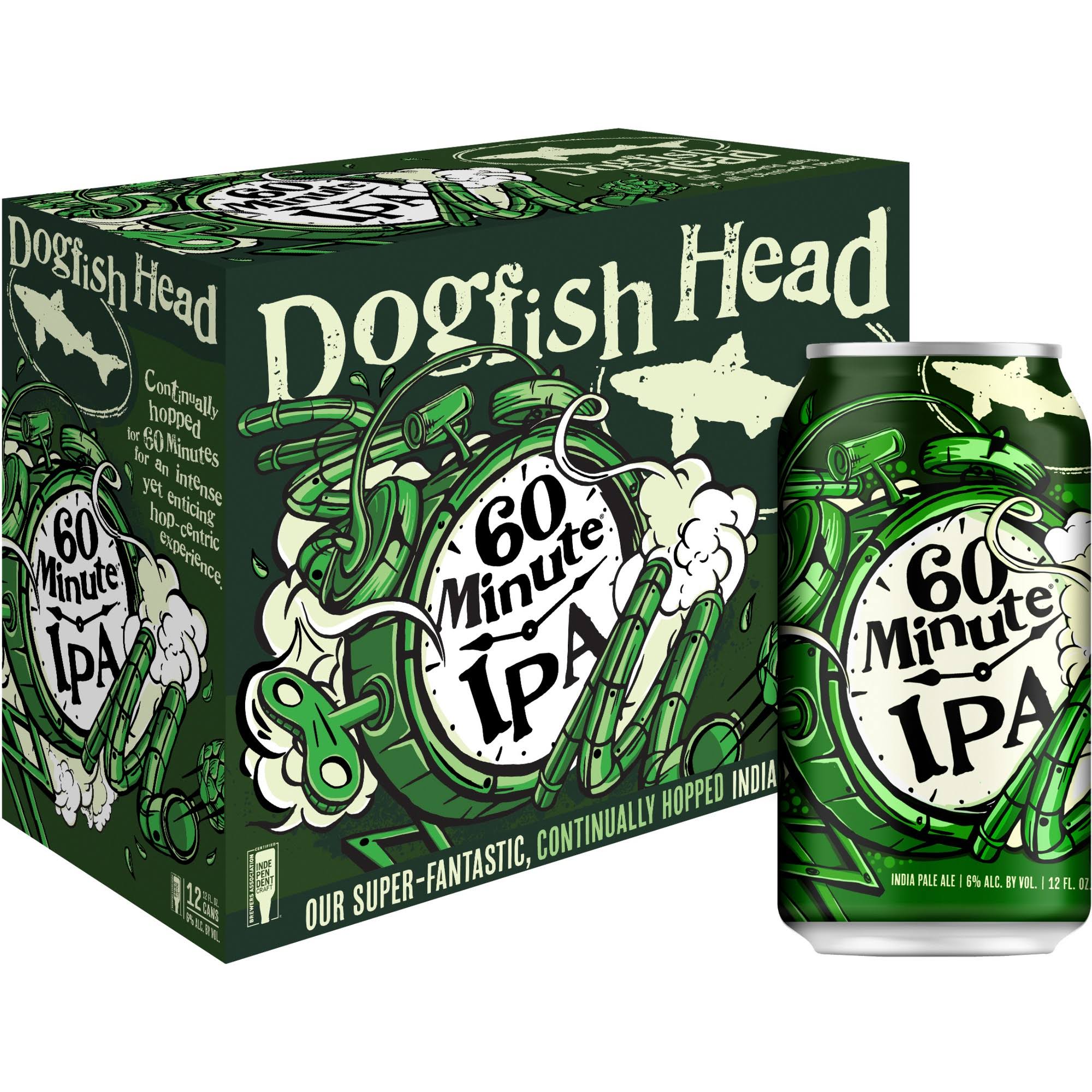 Dogfish Head Beer, IPA, 60 Minute - 12 pack, 12 fl oz cans