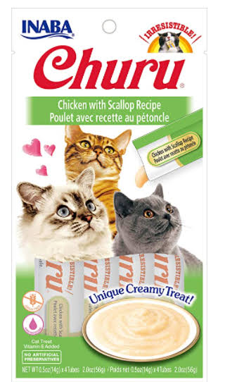 Inaba Churu Chicken & Chicken with Scallop Puree Variety Pack Creamy Cat Treat 10 PK