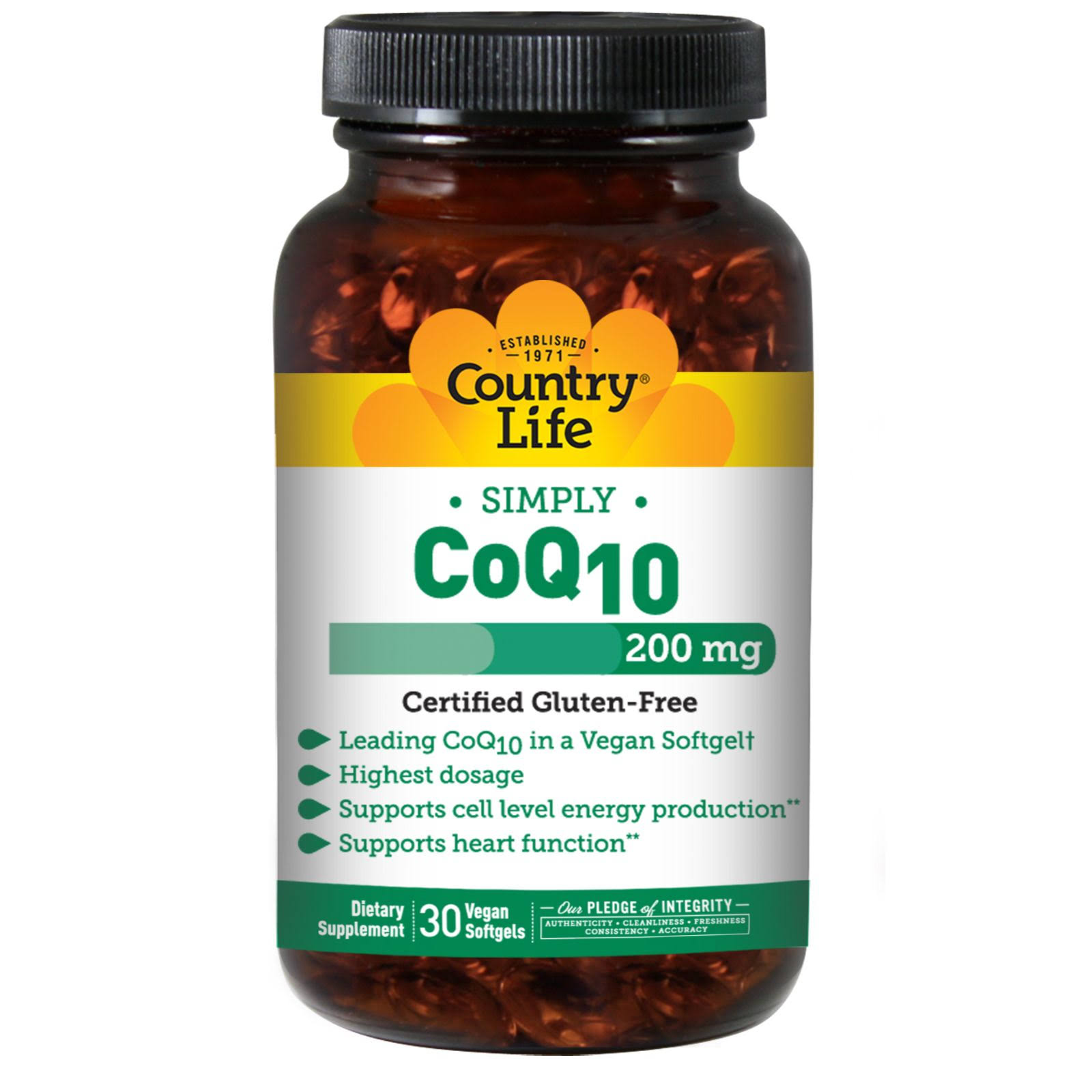 Country Life COQ 10 Dietary Supplement - Softgels, 200mg, 30ct