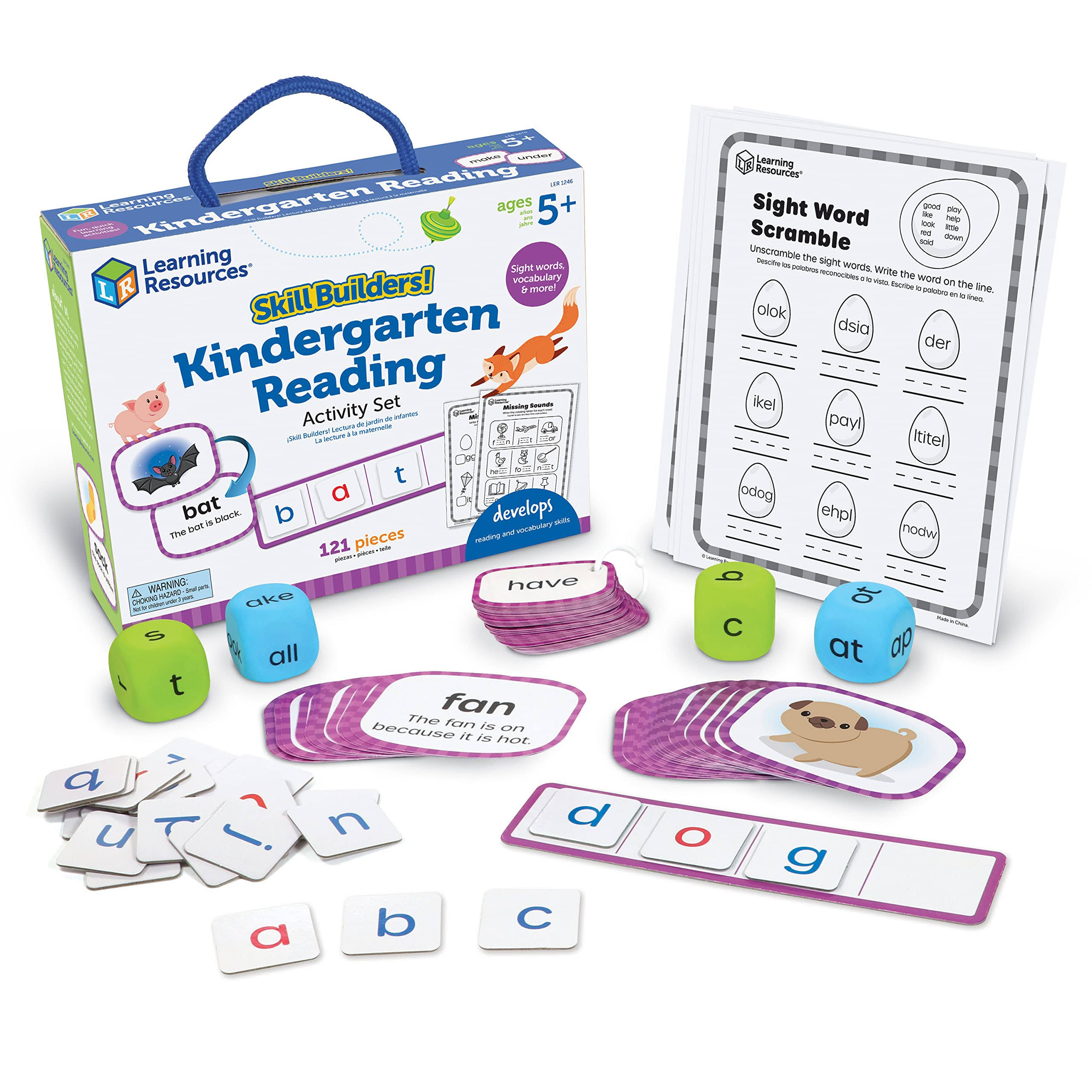 Learning Resources Skill Builders! Kindergarten Reading Activity Set - 122 Pieces, Ages 5+ Kindergarten Learning Essential Materials, Reading