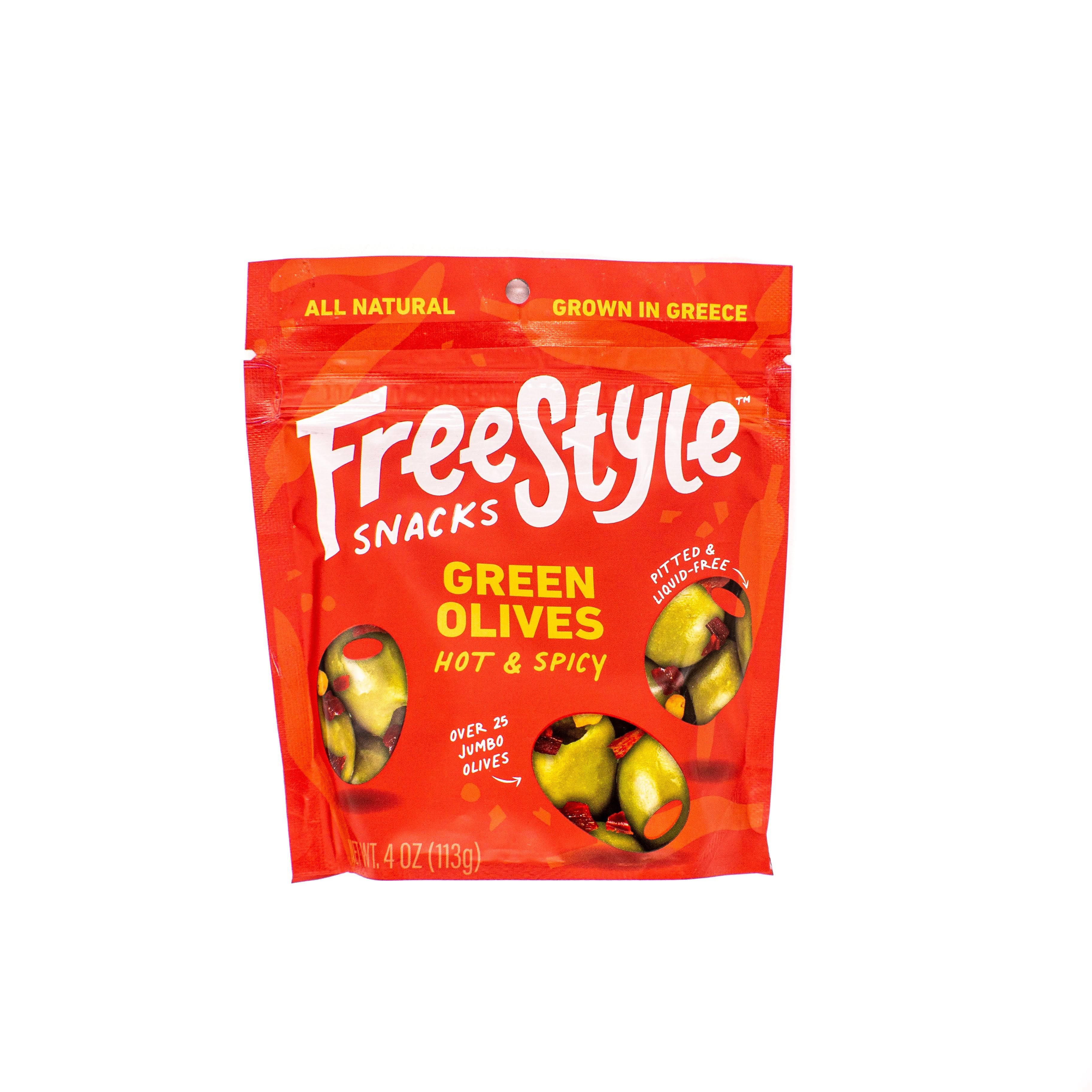 Freestyle Snacks Green Olives Hot & Spicy - 4.0 oz