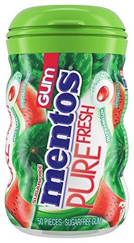 Mentos Pure Fresh Sugar Free Chewing Gum - with Xylitol, Watermelon, 50ct
