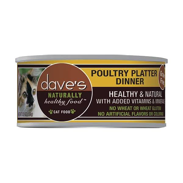 Daves Naturally Healthy Grain Free Canned Cat Food - Poultry Platter Dinner
