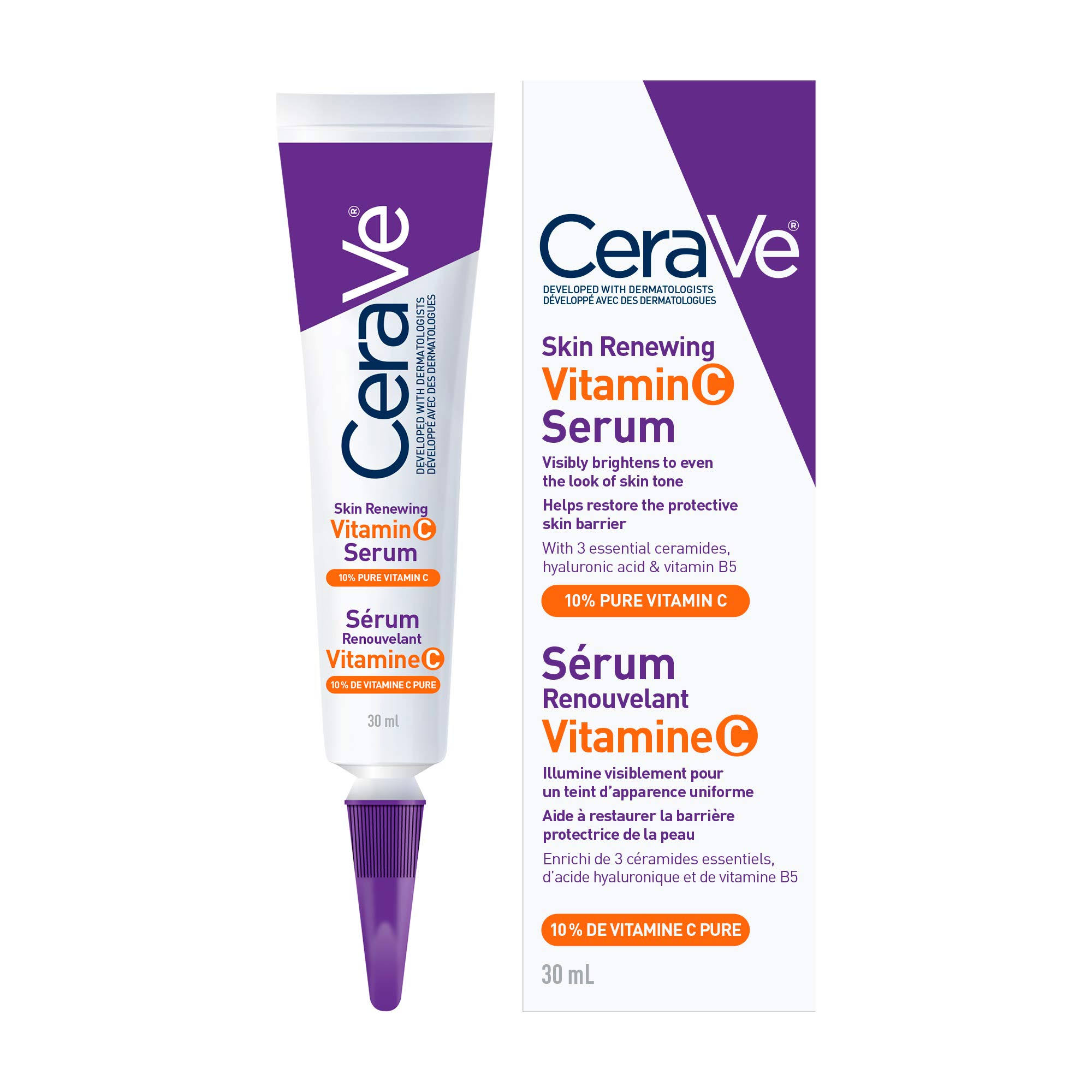 Cerave Vitamin C Serum With Hyaluronic Acid / Skin Brightening Anti Aging Face Serum With 10% Pure Vitamin C / Fragrance 1