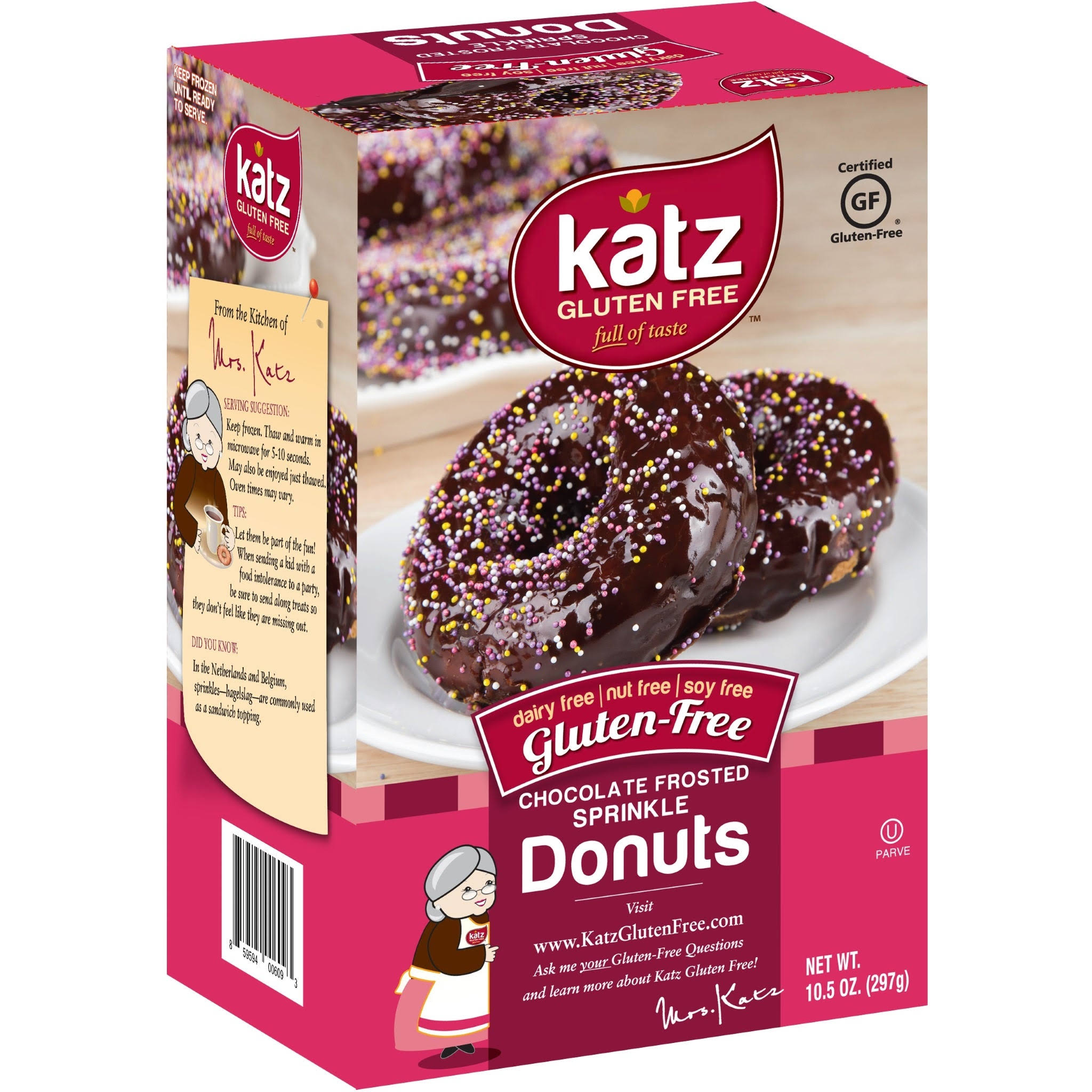 Katz Gluten Free Chocolate Frosted Sprinkle Donuts | Dairy Free, Nut F