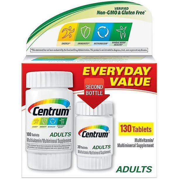 Centrum adults multivitamin/multimineral supplement tablets 130 ct box