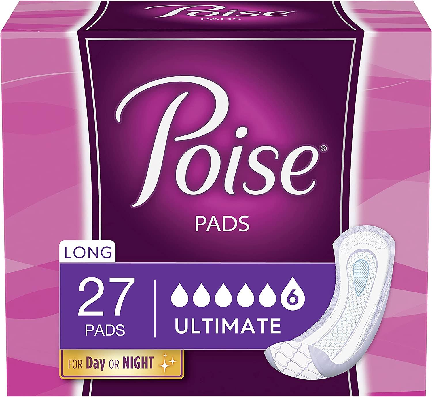 Poise Overnight Pads Long Length Pads - 27 Pads