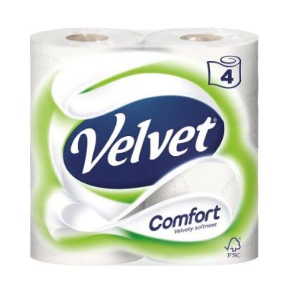 Velvet Comfort Toilet Rolls - White, 4ct