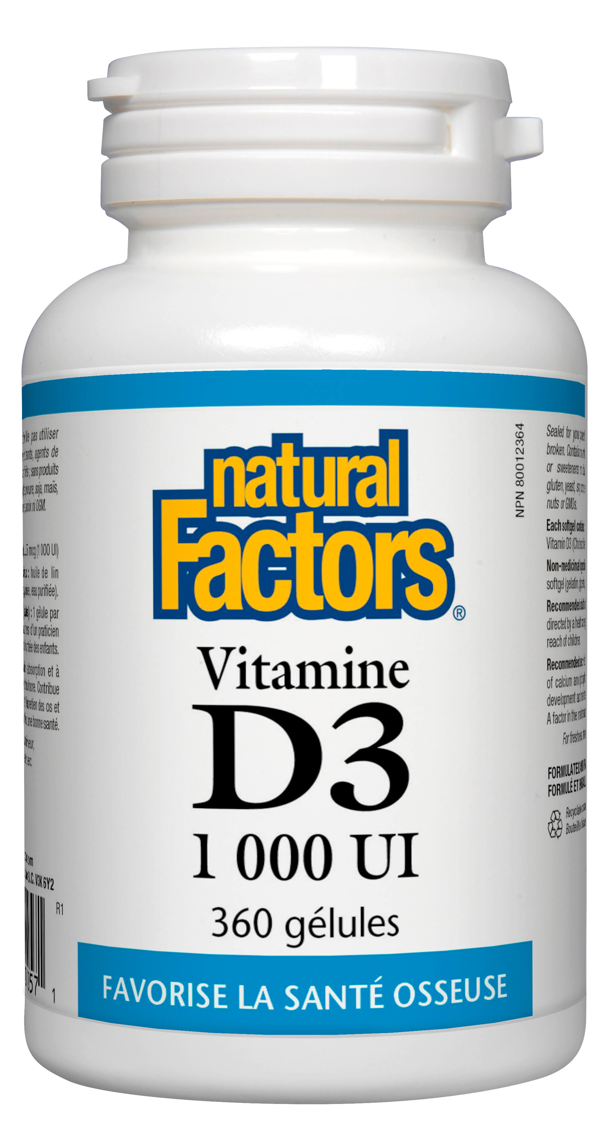 Natural Factors Vitamin D3 - 1000 IU - 360 Softgels
