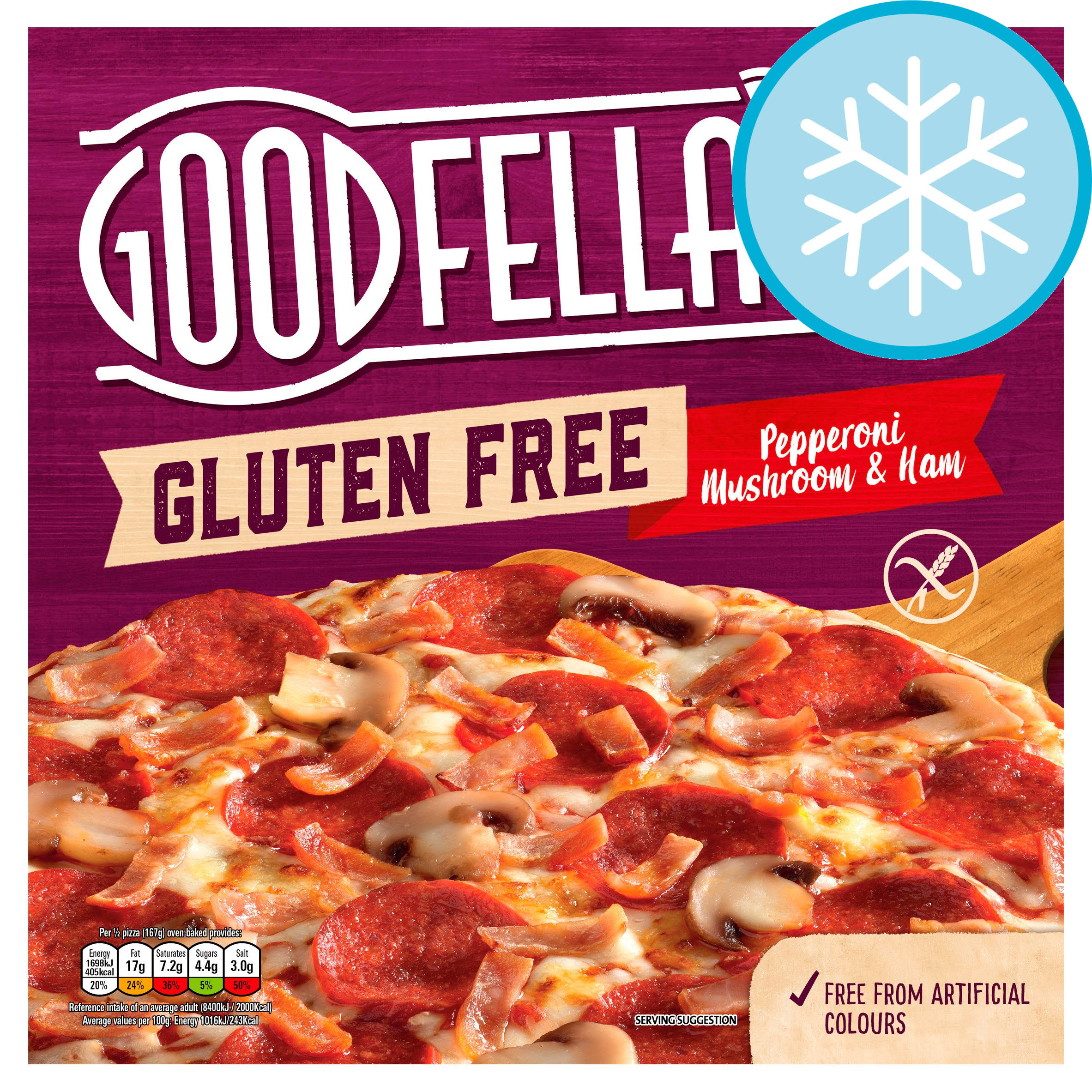 Goodfella's Gluten Free Pepperoni, Ham & Mushroom Pizza 349g