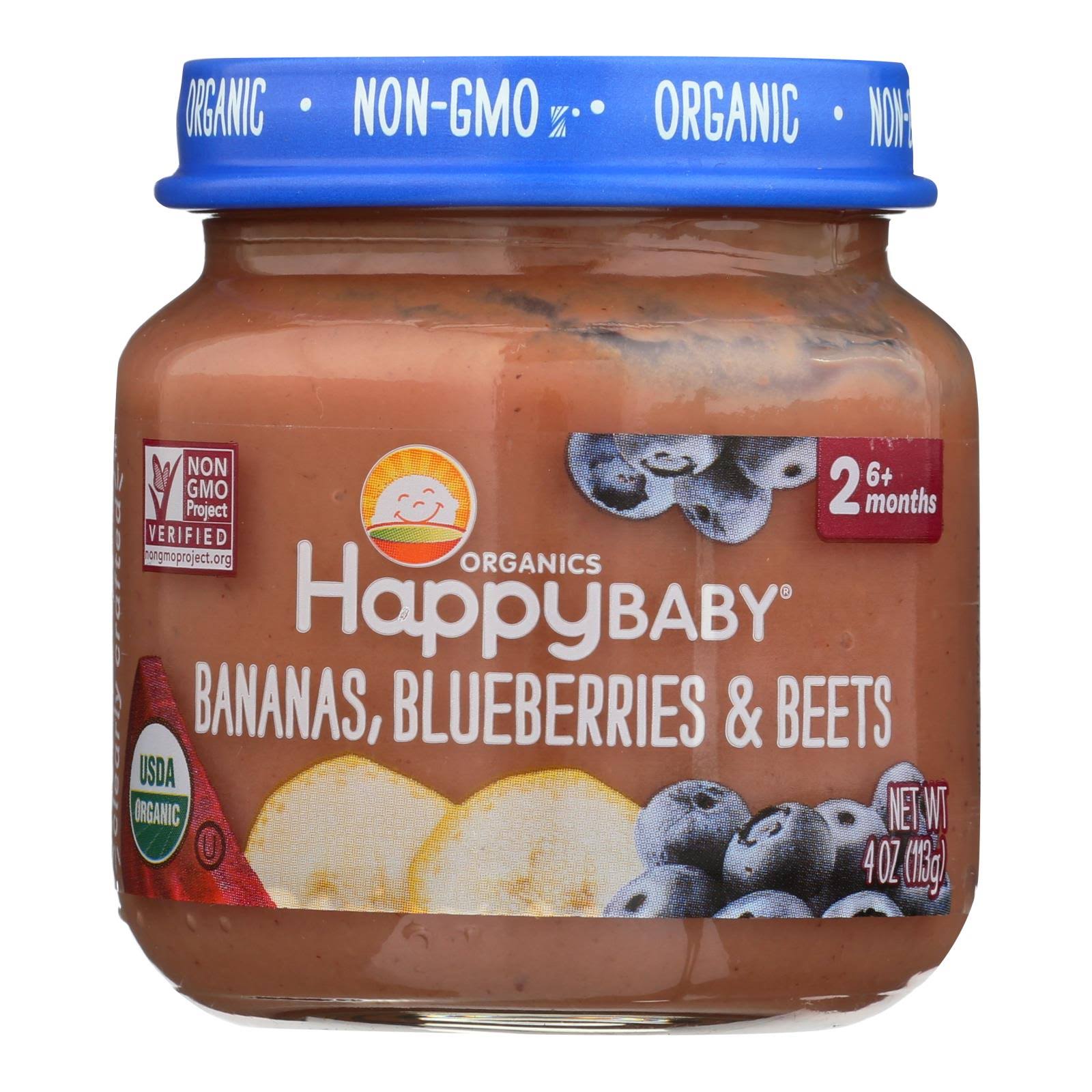 HappyBaby Fruit And Vegetable Snacks Baby Food - Bananas, Blueberries and Beets, 4oz