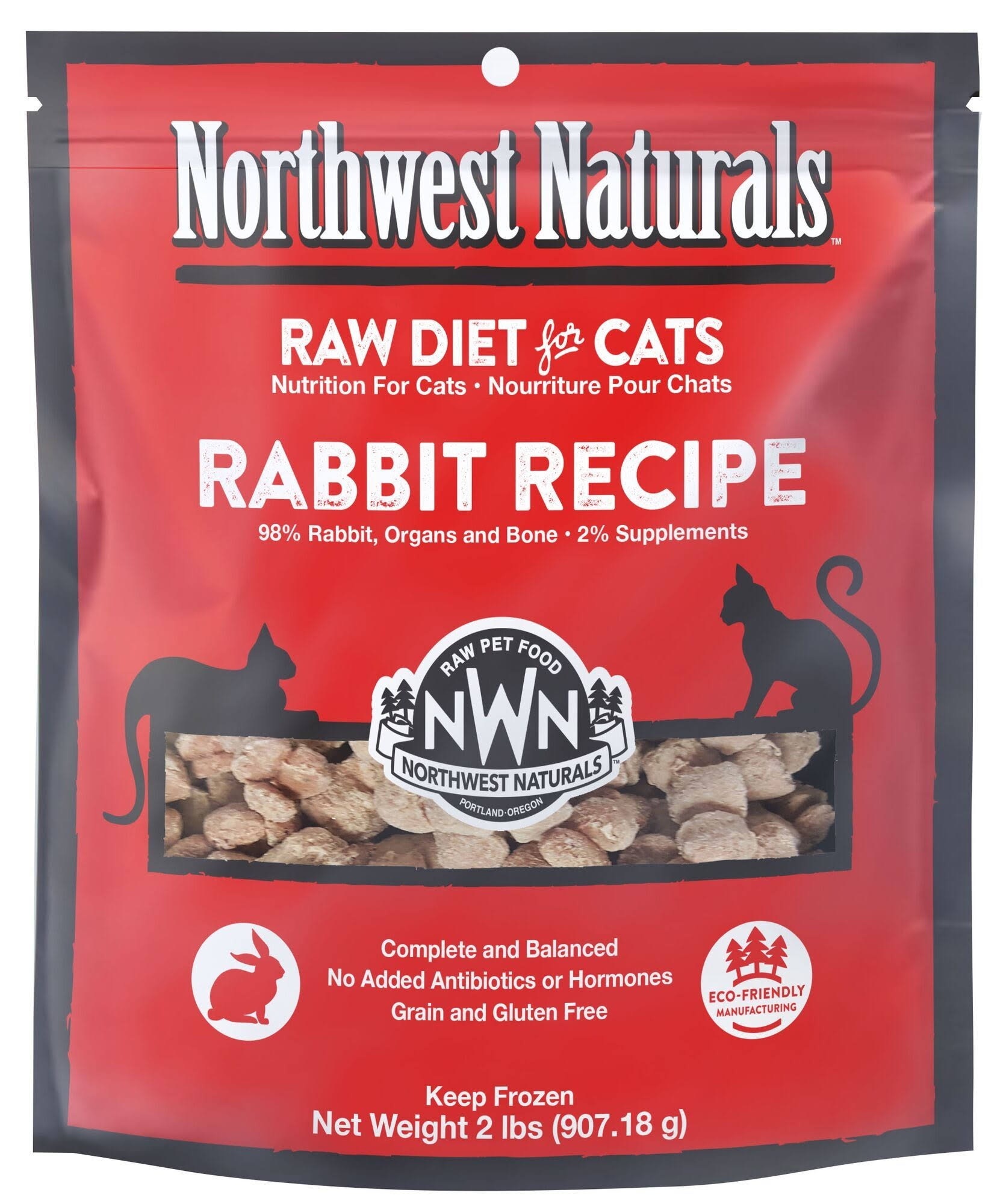 Northwest Naturals Rabbit Frozen Raw Cat Food 2lb