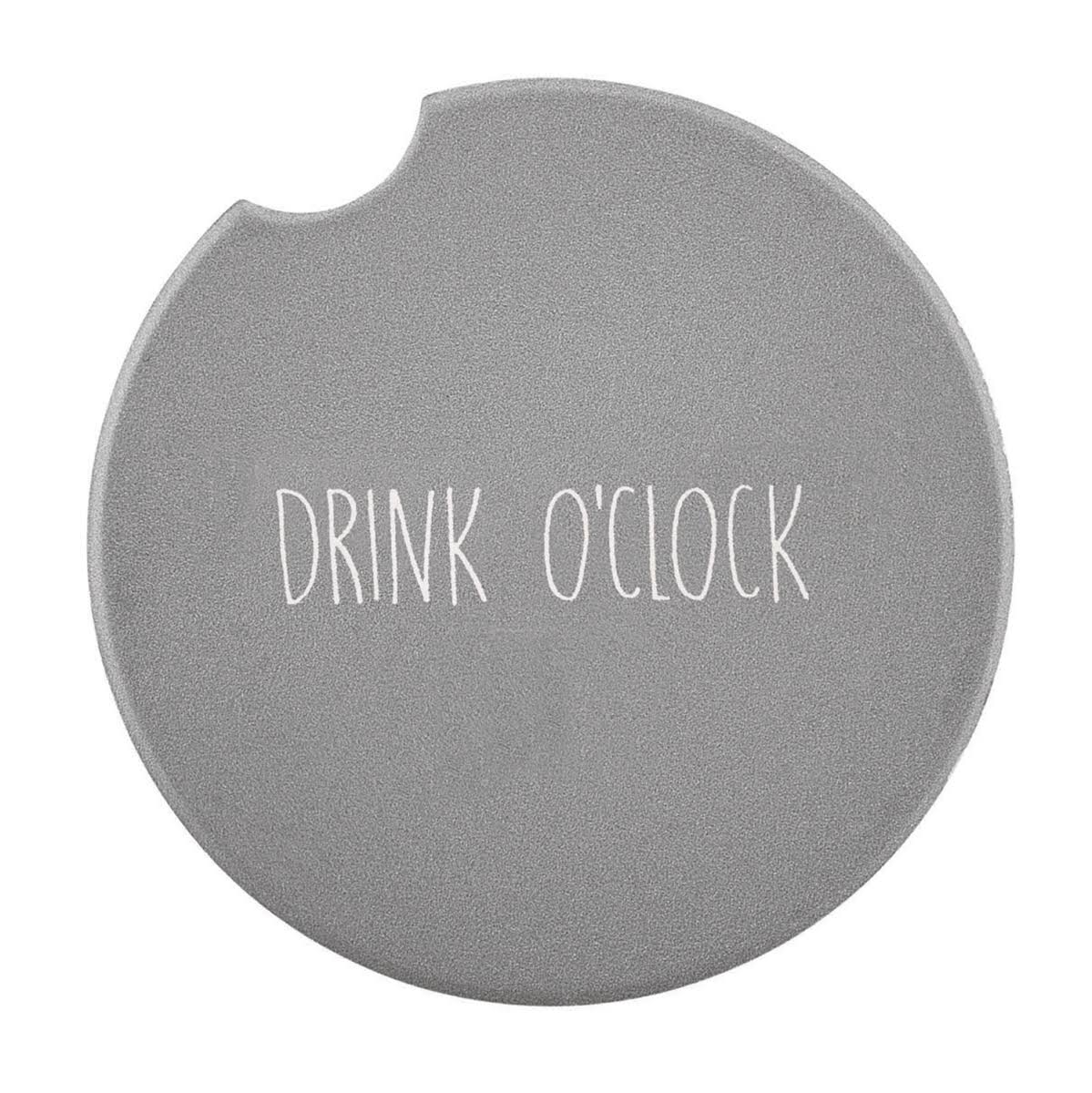 Santa Barbara Design Studio Coaster Gray 'Drink O'Clock' Car Coaster One-Size