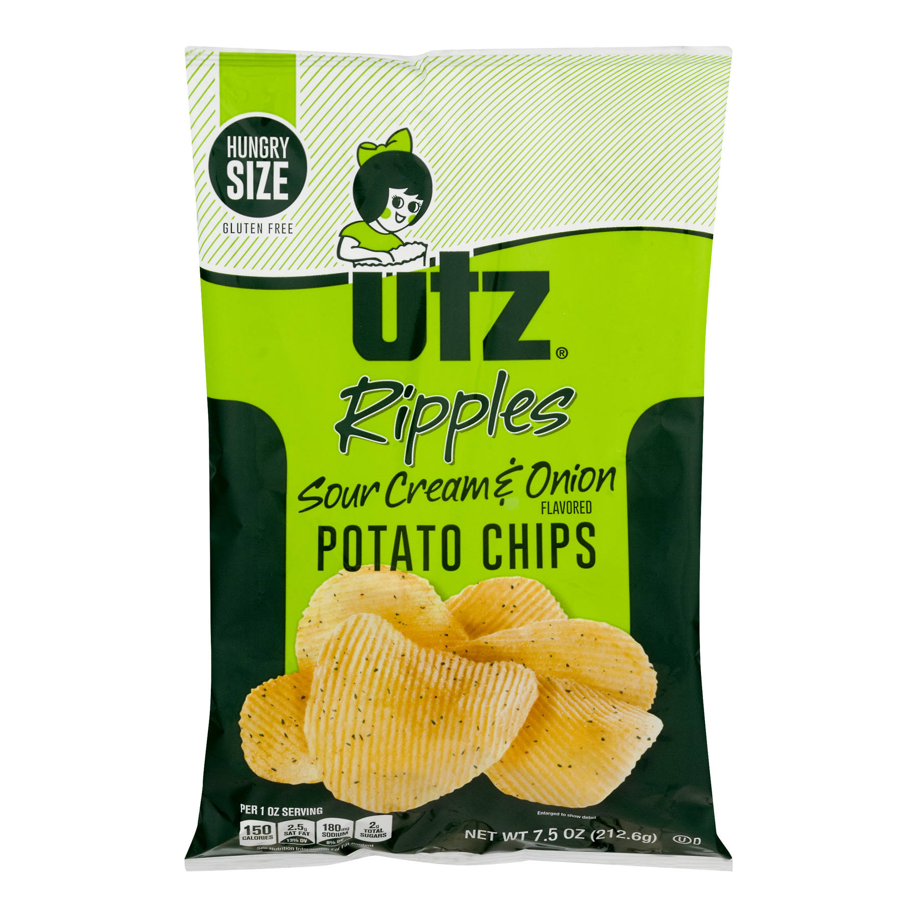 Utz Ripples Potato Chips Sour Cream & Onion - 7.5 oz