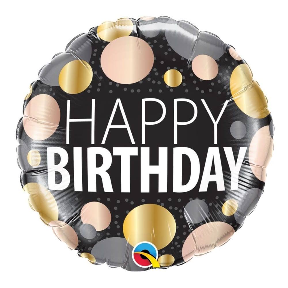 Happy Birthday Metallic Dots Foil Helium Balloon