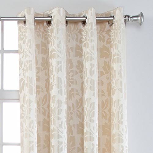 Stylemaster Home Products Renaissance Home Fashion Leah Jacquard Grommet Panel, 55 by 84-Inch, Beige