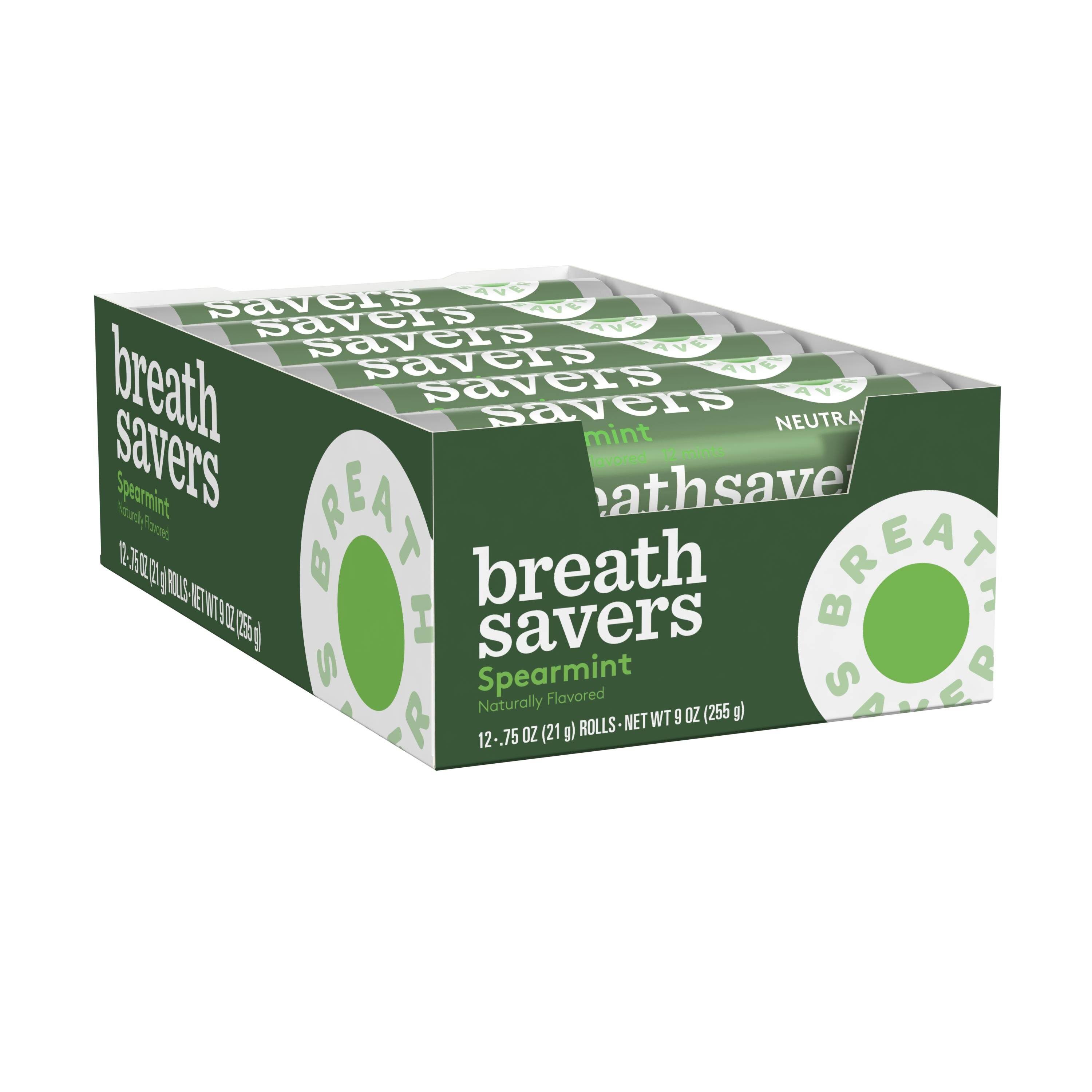 Breath Savers Mints - Spearmint, 0.75oz Rolls, Pack of 24
