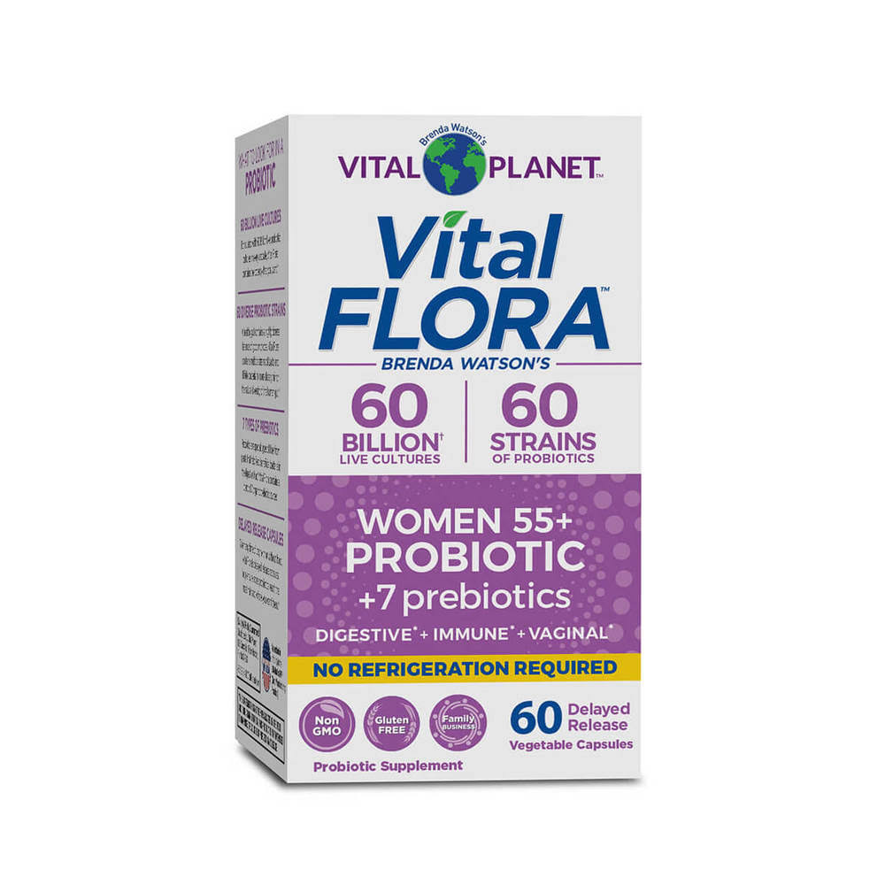 Vital Planet, Vital Flora Pro Women 55+ Daily Probiotic + Prebiotics, 60 Veg Capsules