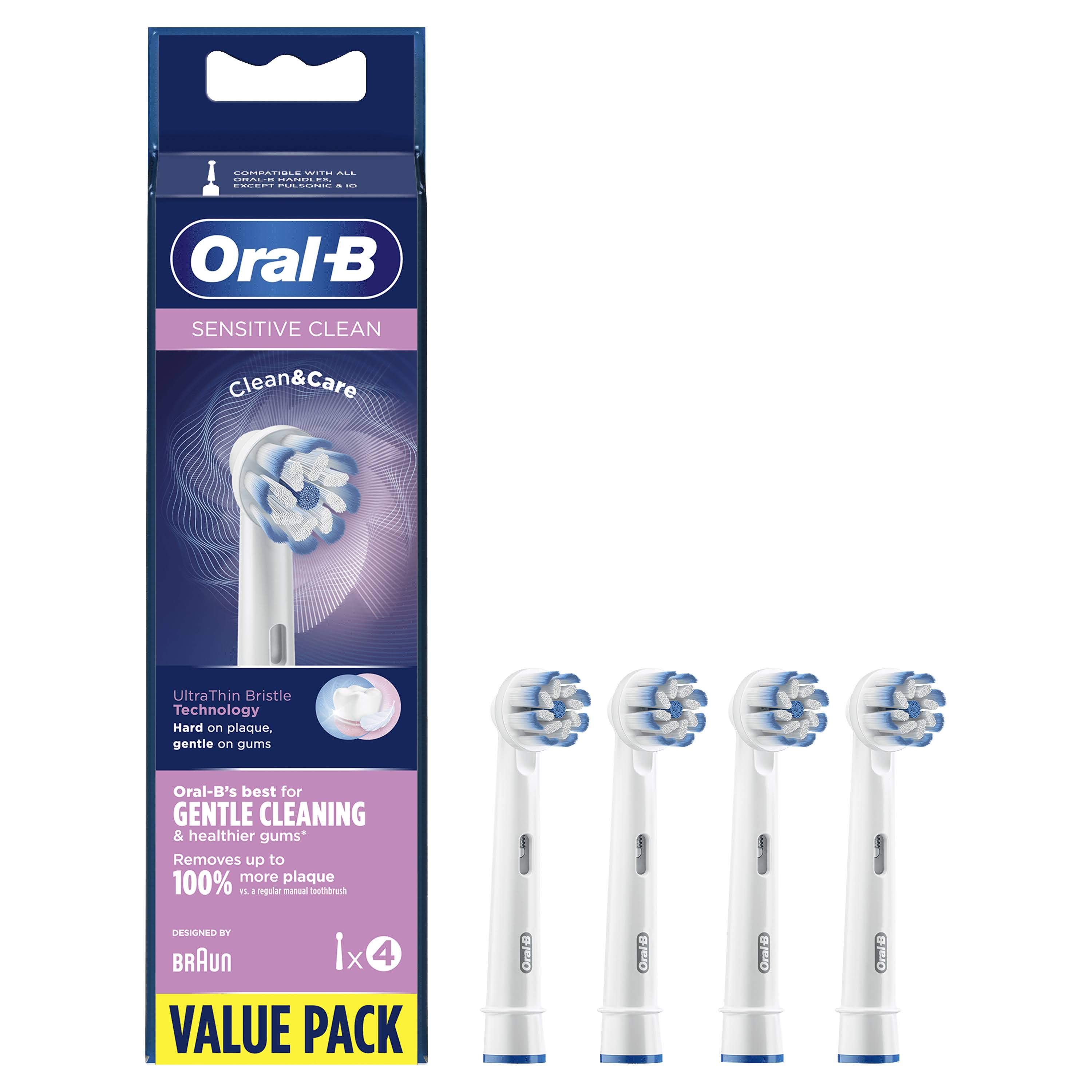Oral-B Clean And Care Sensitive Clean Replacement Toothbrush Head, Pack Of 4 Counts