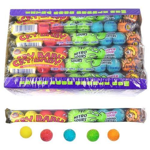 Cry Baby Nitro Sours Extra Sour Bubble Gum - 9-ball Tube Concord Confections Ltd
