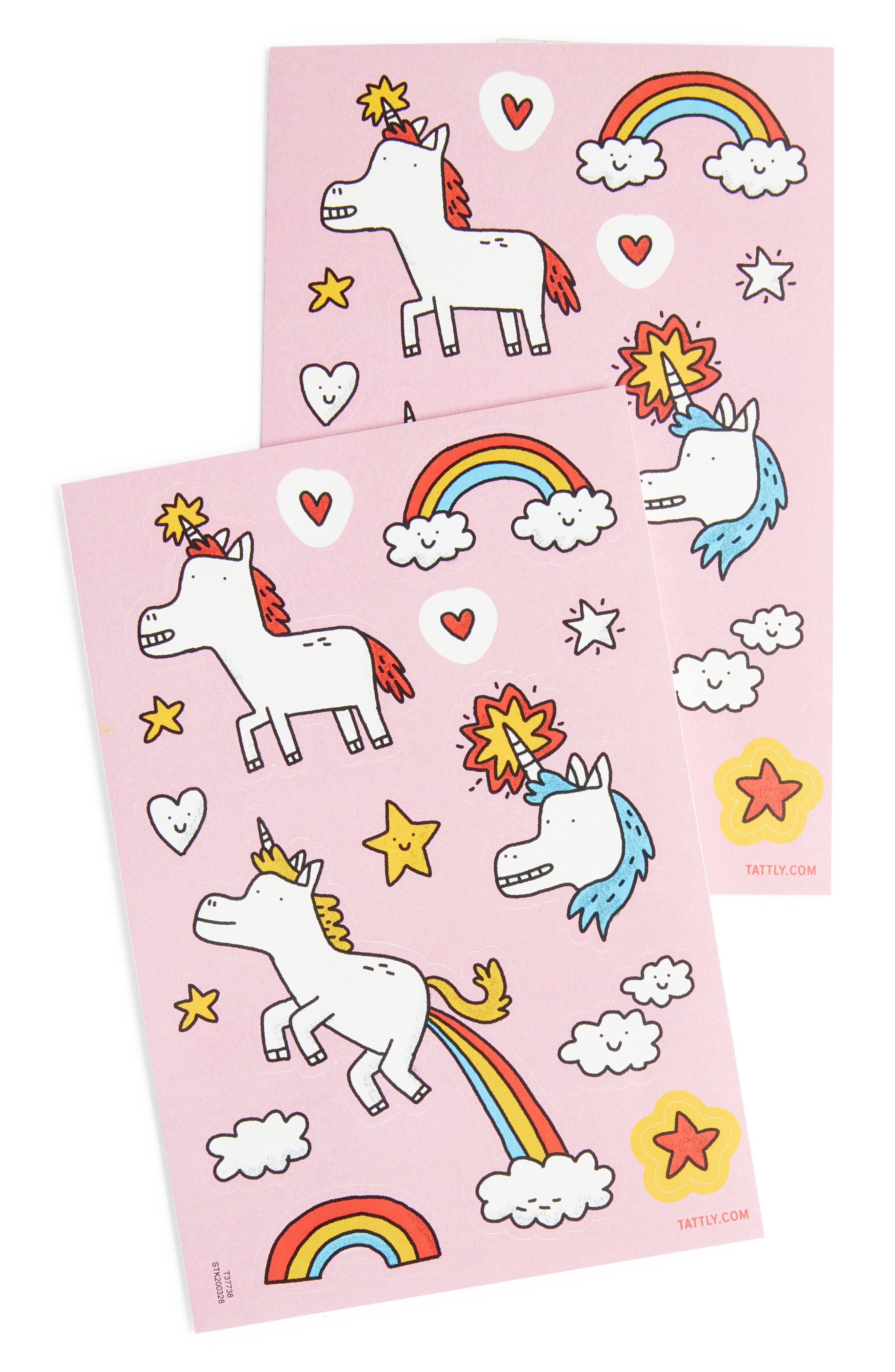 Tattly Unicorn Magic Repositionable Stickers in Pink Multi