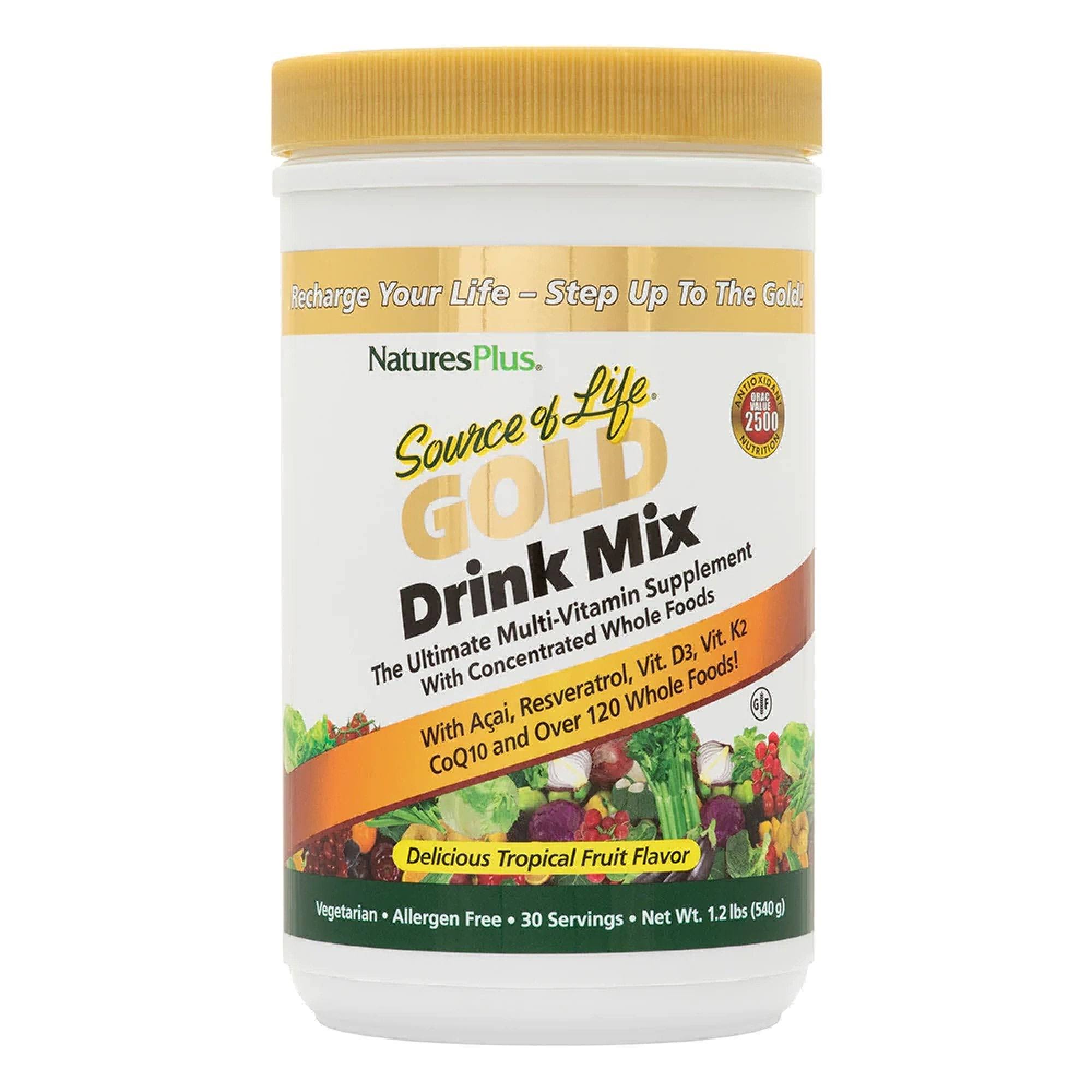 Nature's Plus Source of Life Gold Drink Mix Tropical Fruit 30 Servings