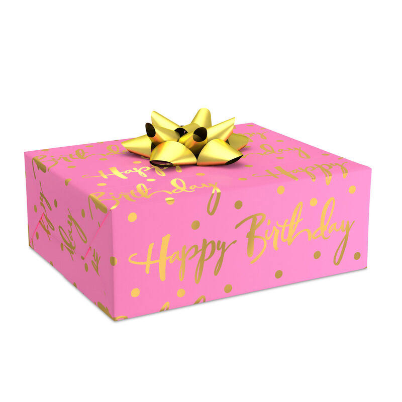Hallmark Pink Foil Happy Birthday Wrapping Paper Roll